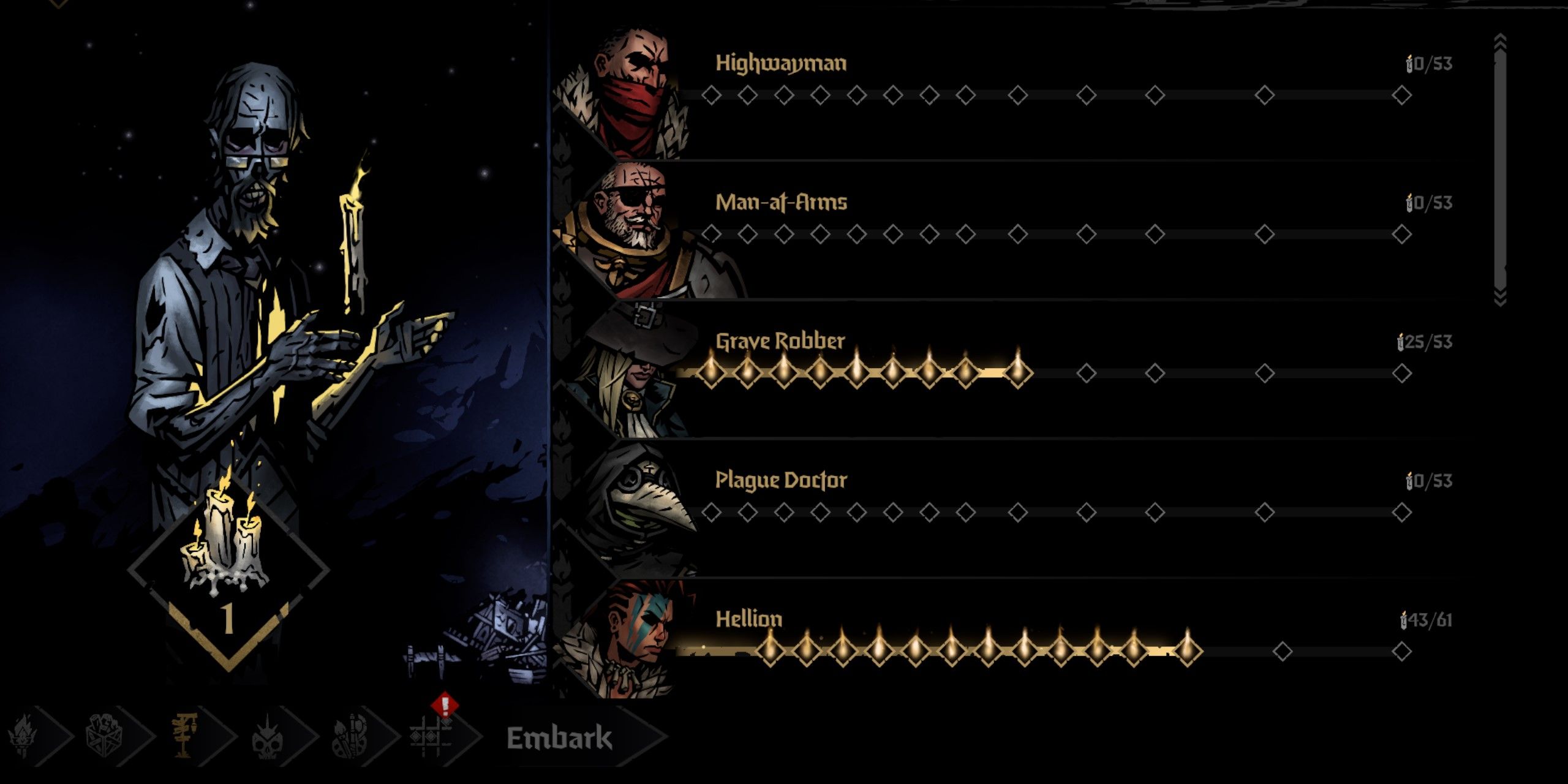 The Living city screen inside the Altar of Hope from videogame Darkest Dungeon 2