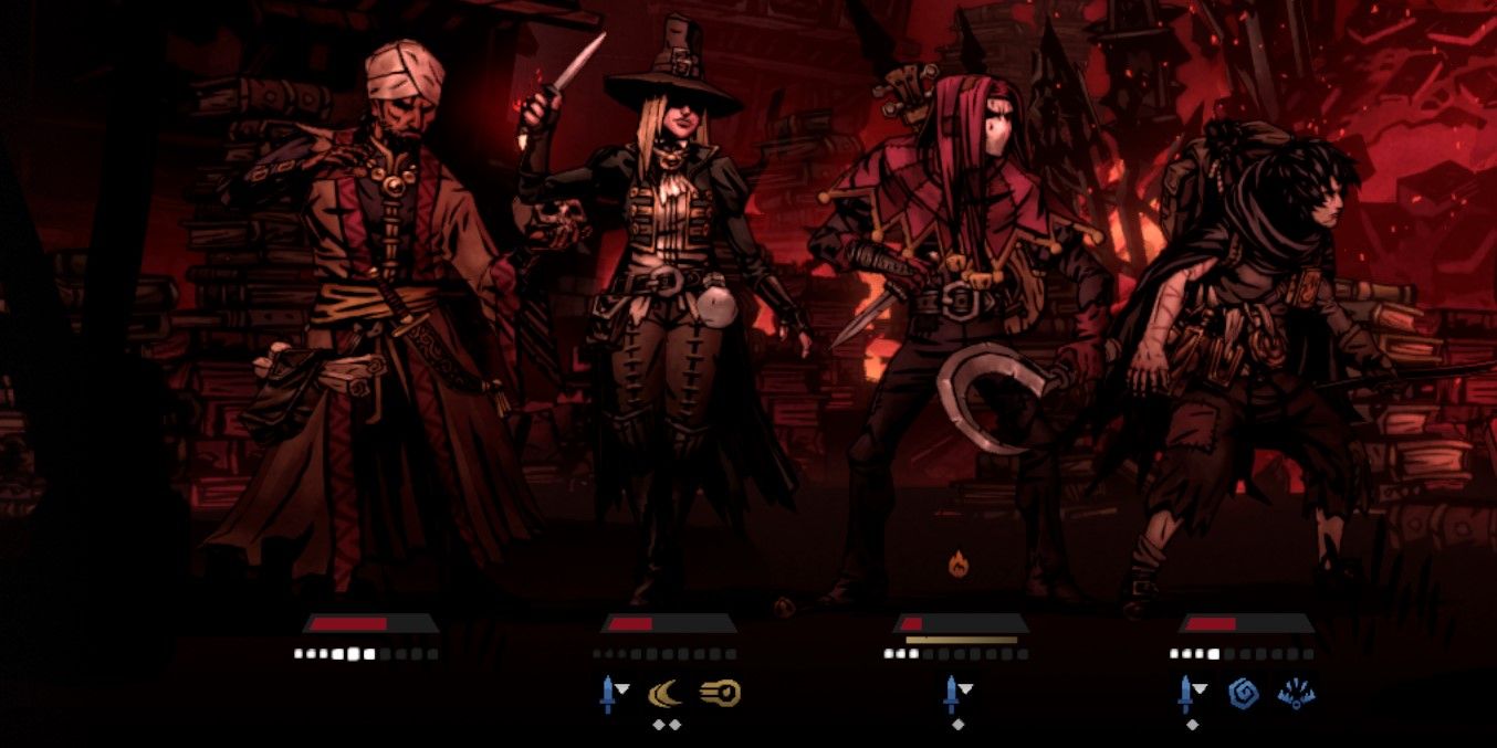 An example of a team composition in Darkest Dungeon 2
