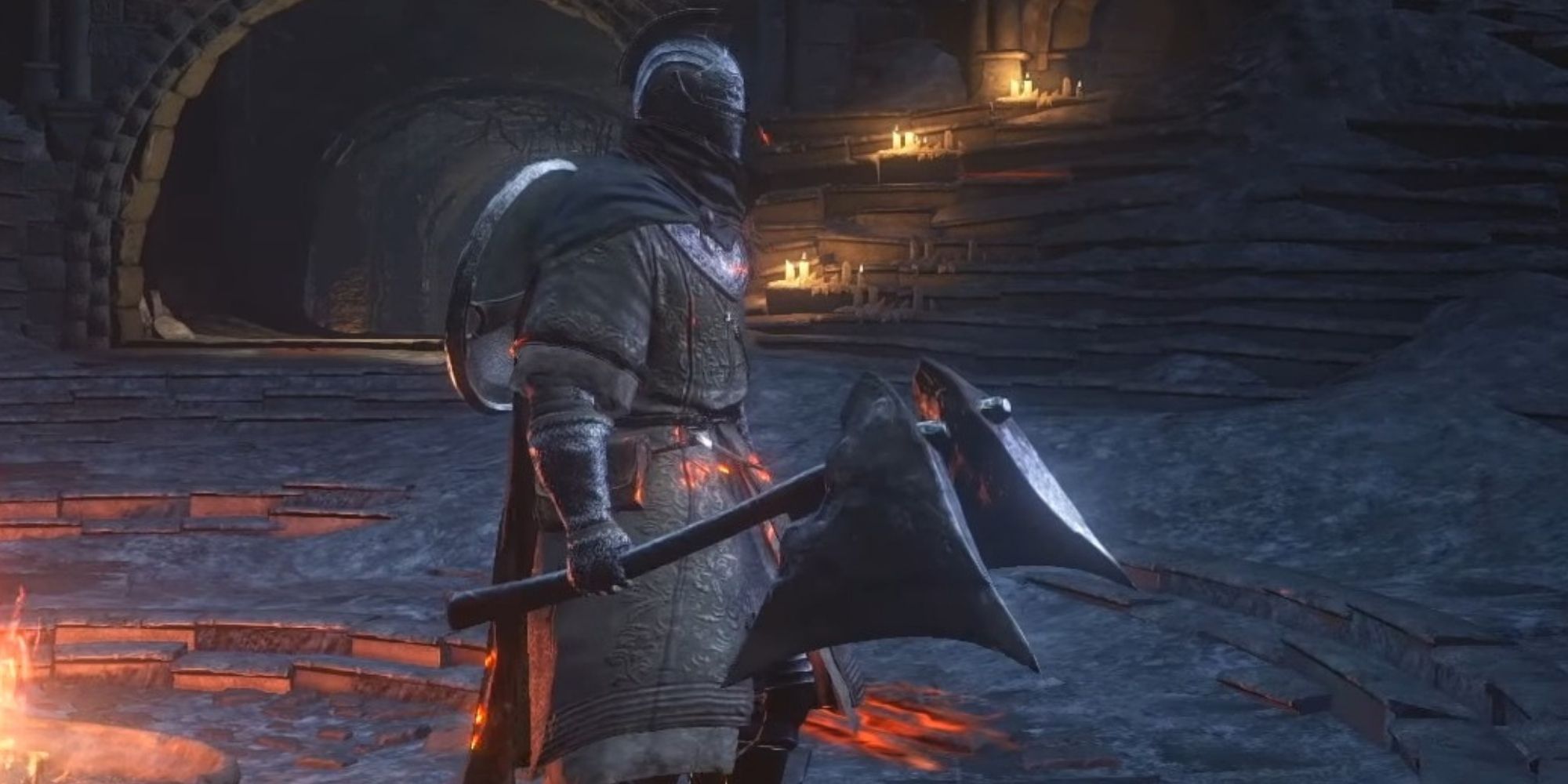 Winged Knight TwinAxes in Dark Souls 3 at Firelink Shrine