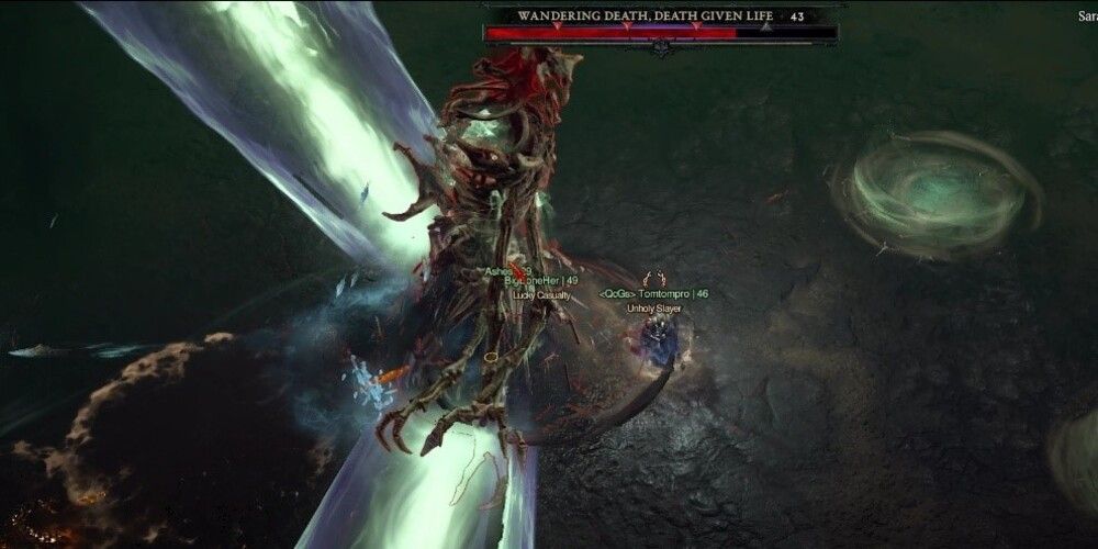 World Boss The Wandering Death from Diablo 4 shooting laser beams