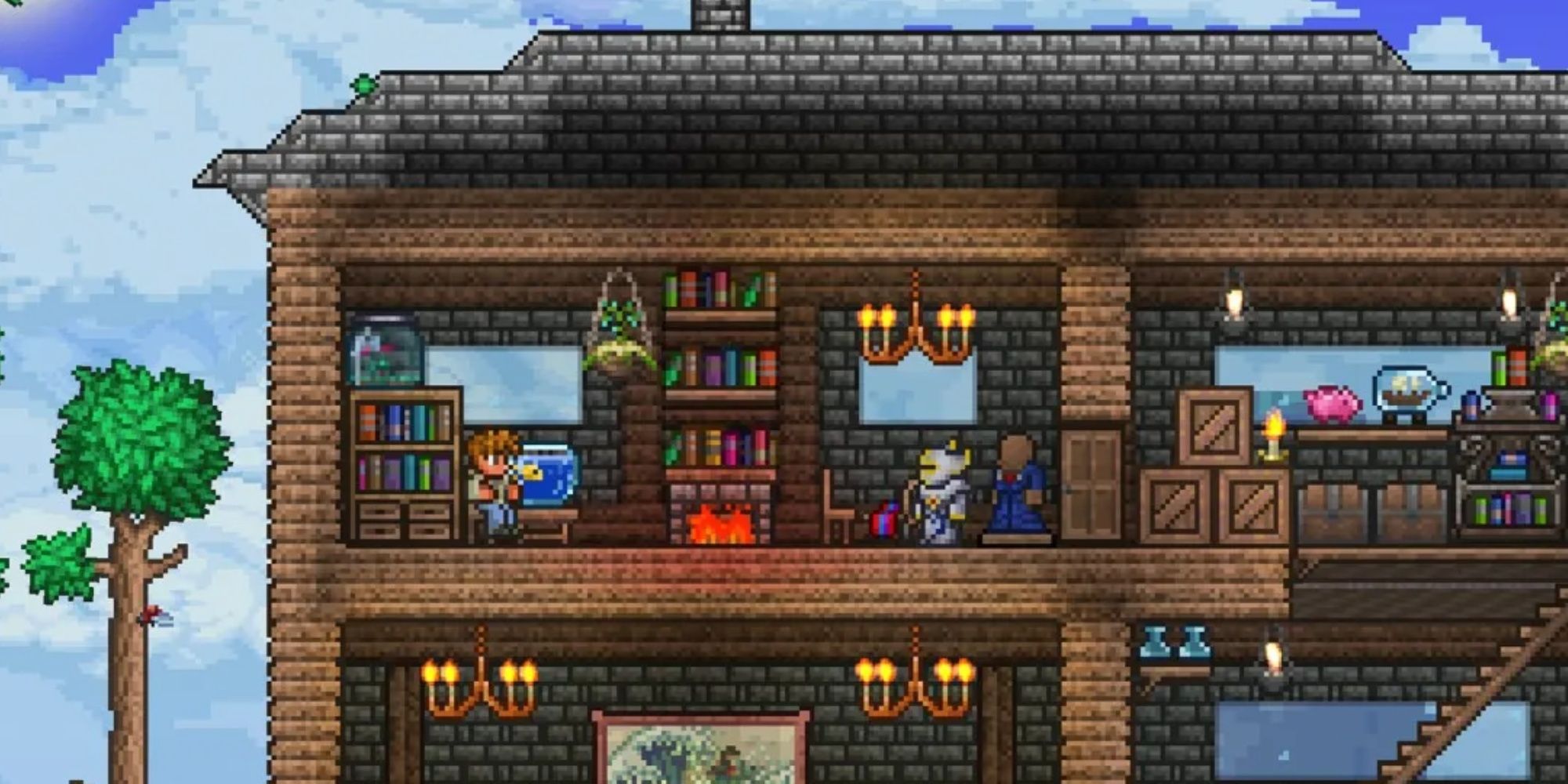 The Guide From Terraria in his living quarters