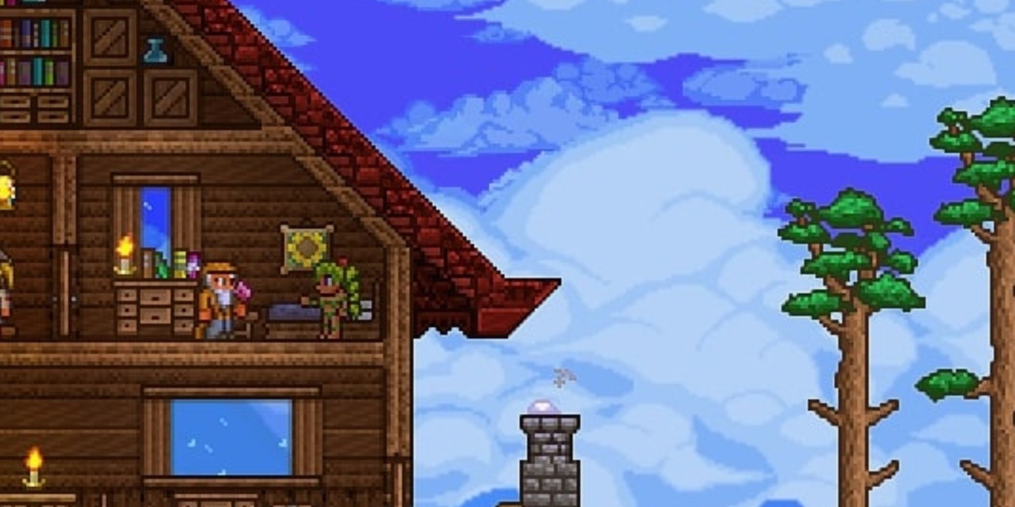 Terraria The Dryad and the Merchant in a shared living space