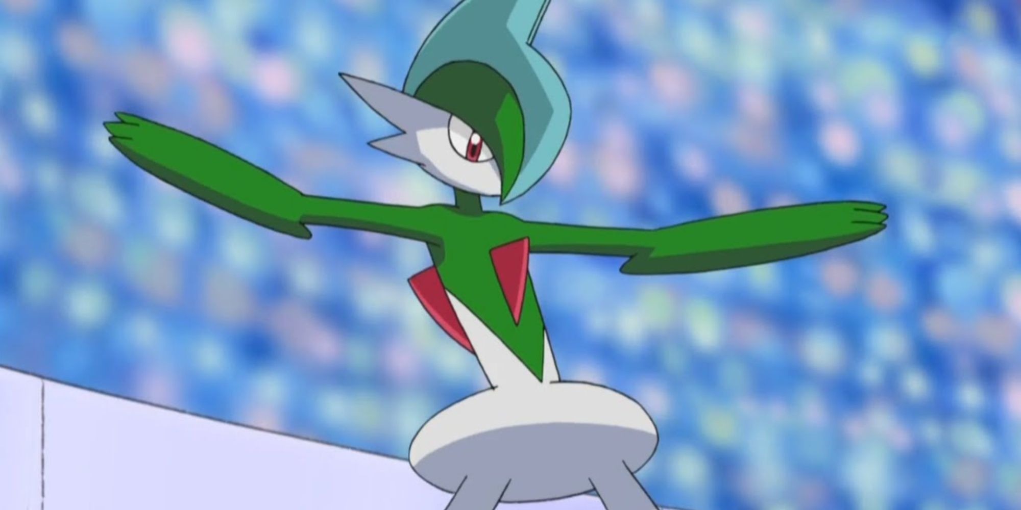 Gallade in battle in the Pokemon anime