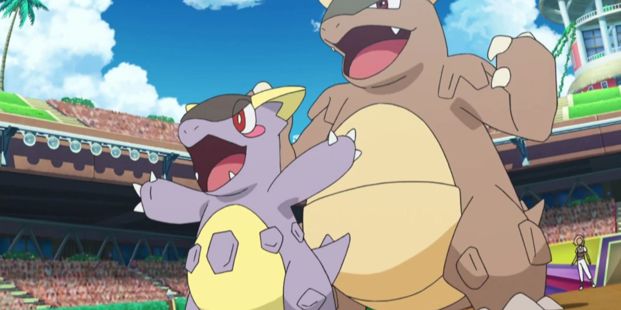 Mega Kangaskhan battling in the Anime