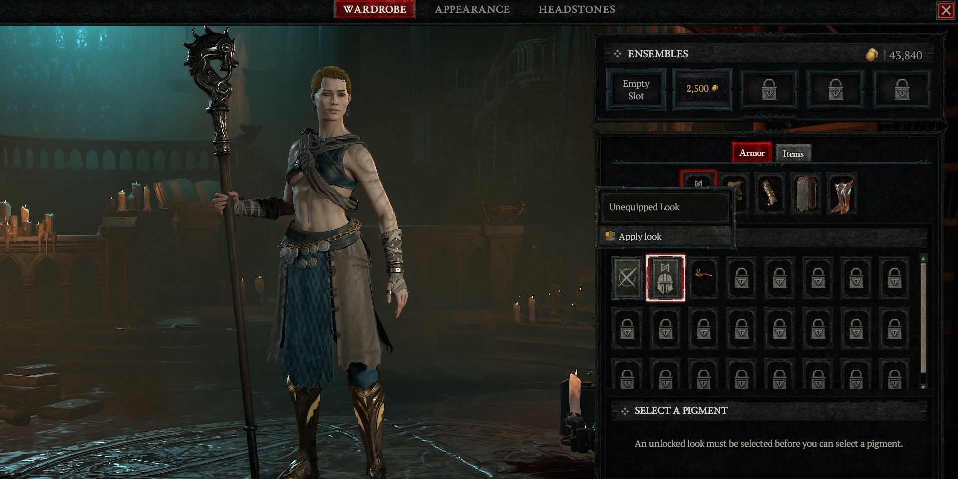 Image of the character with an unequipped helmet in Diablo 4.