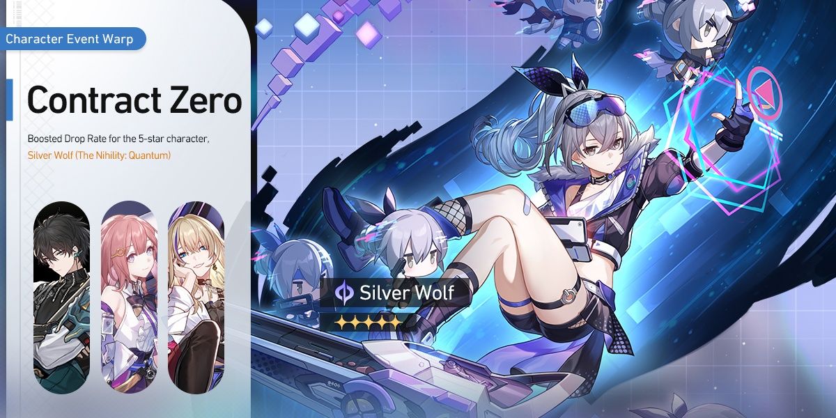 Image of the banner Contract Zero featuring Silver Wolf for Honkai Star Rail.
