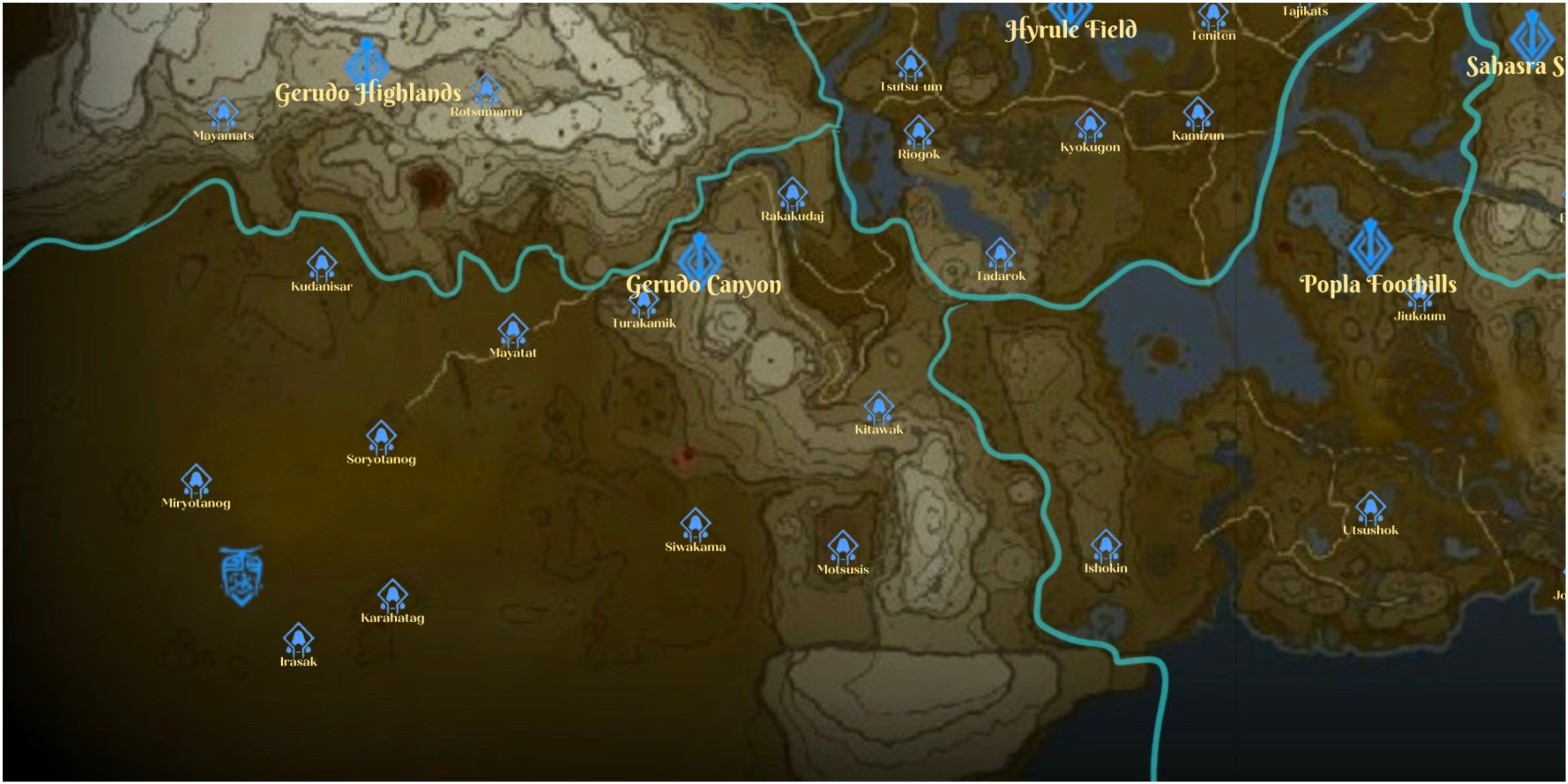 Tears Of The Kingdom All Shrine Locations   Gerudo Canyon Shrine Map Zelda Totk 