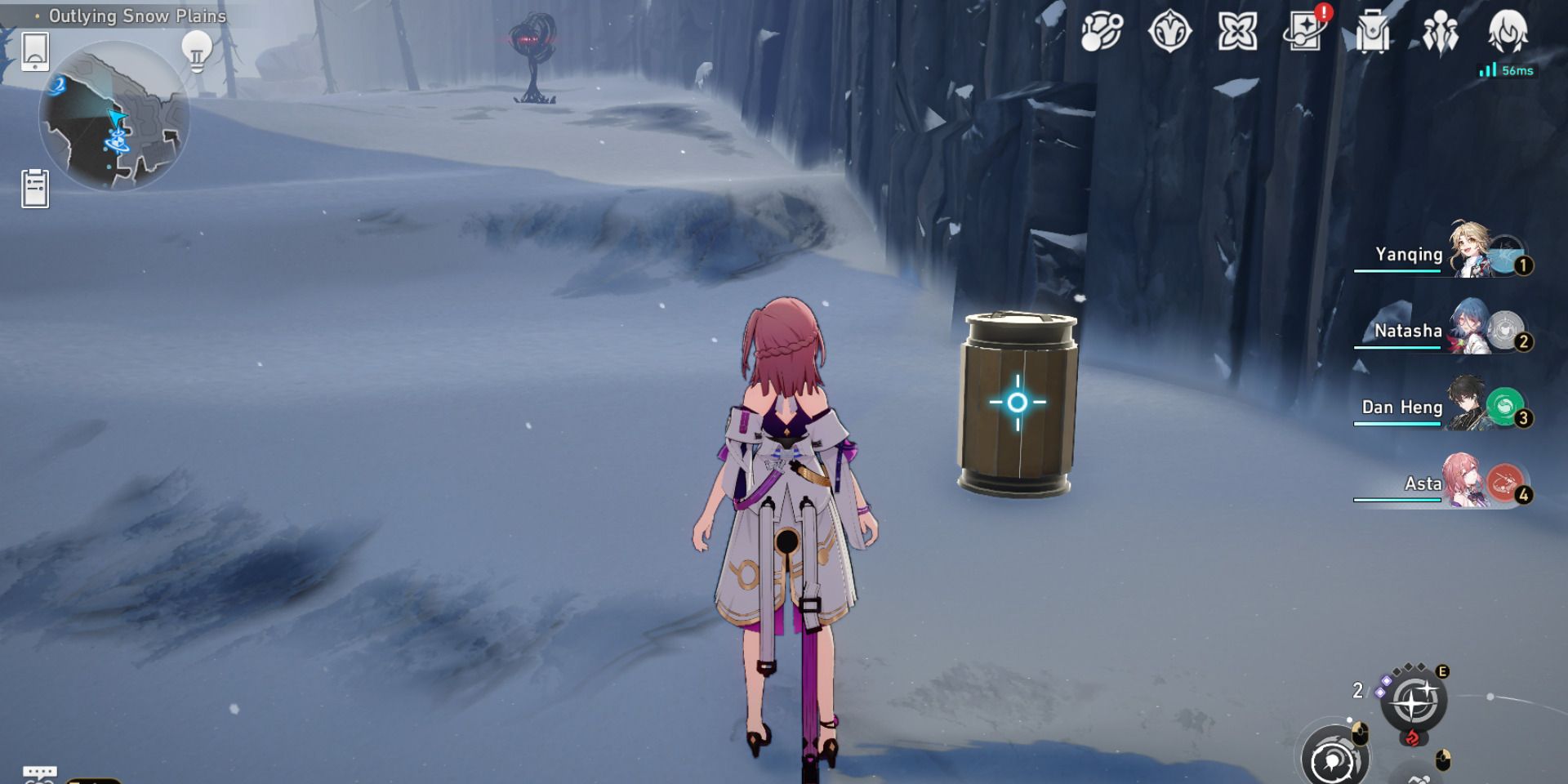 Image of Asta in front of a destructible object on the Honkai Star Train.