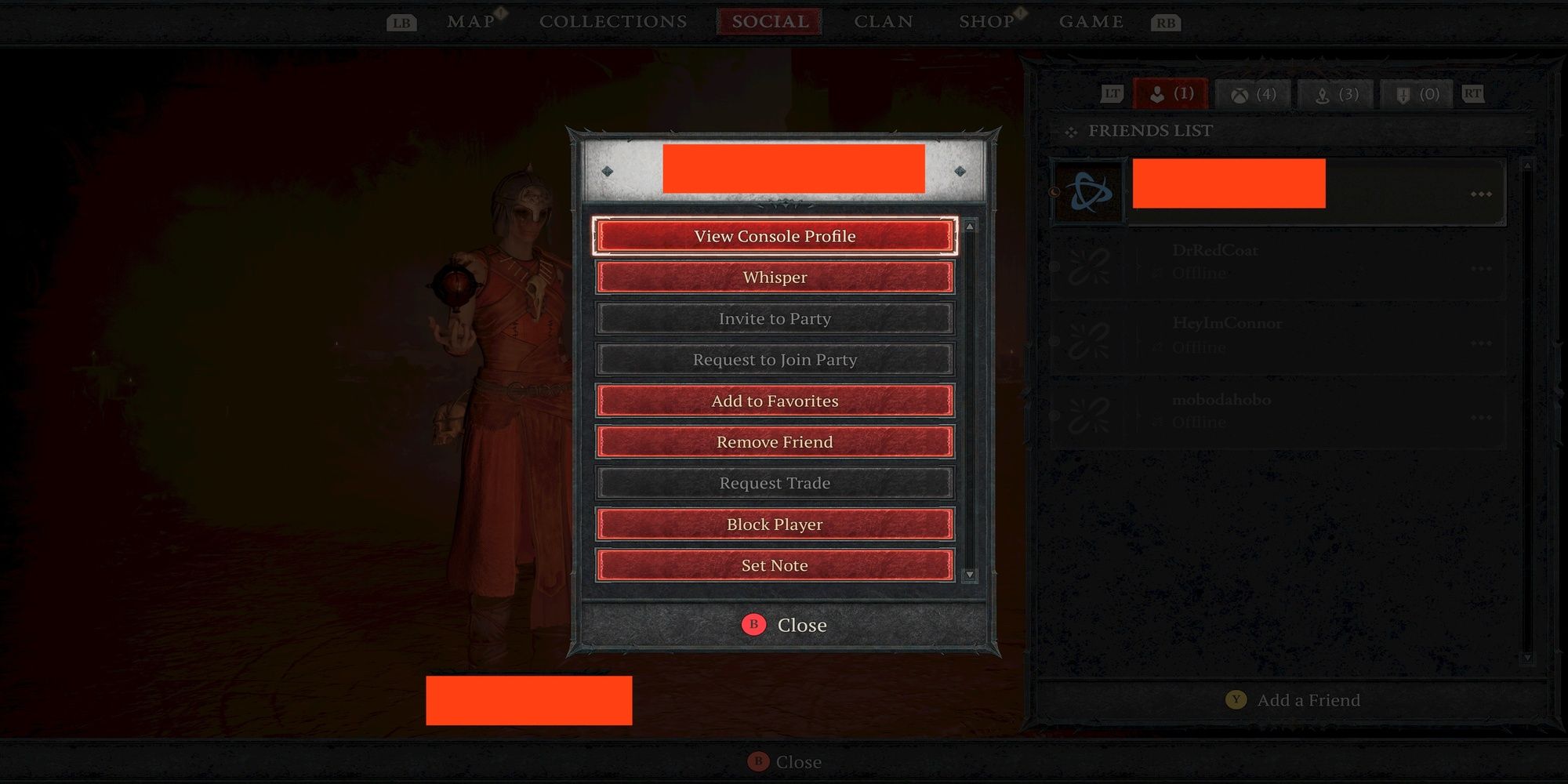 Diablo 4 - Call options in the menu