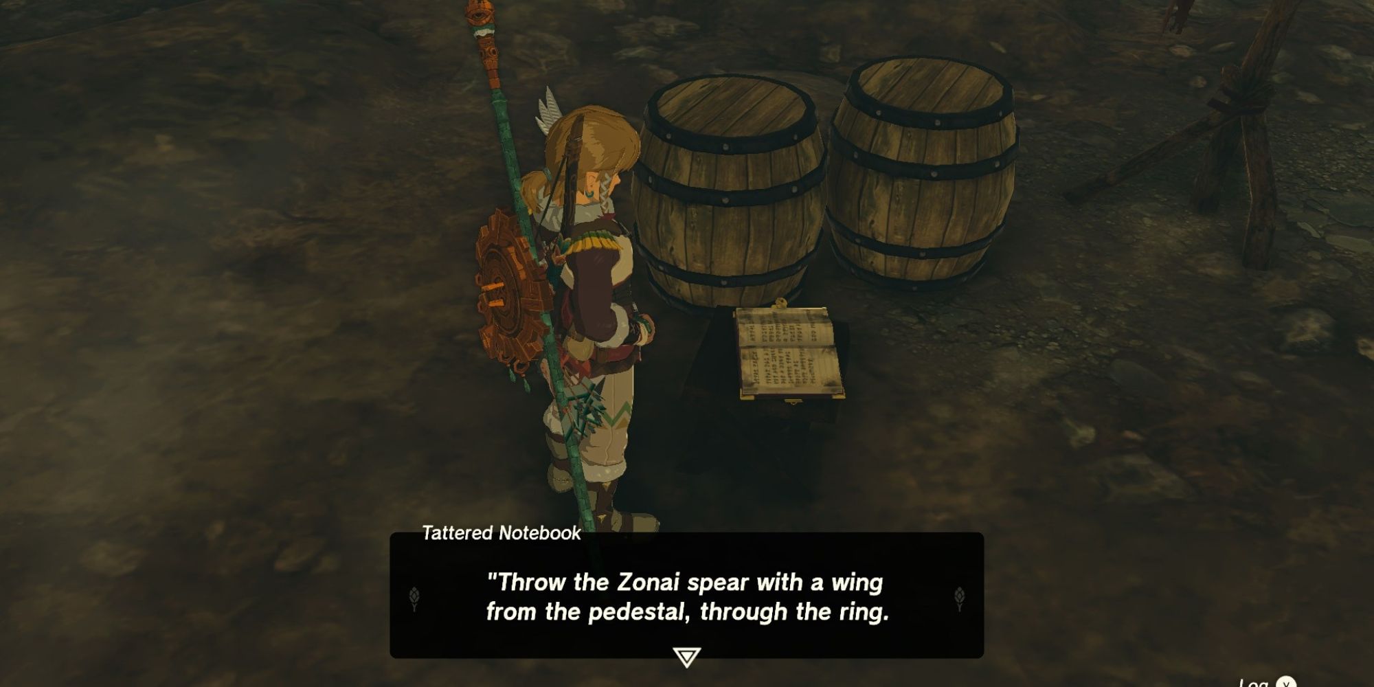 link reading a tattered notebook totk