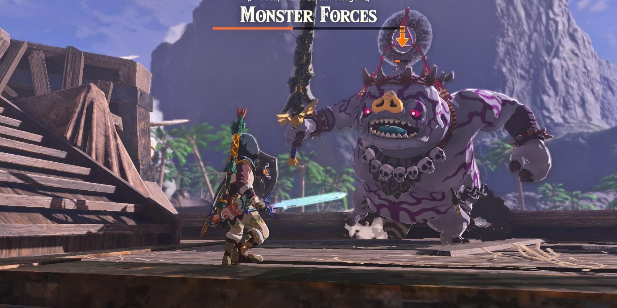 Connect the white boss's Bokoblin to complete the monster infested village mission