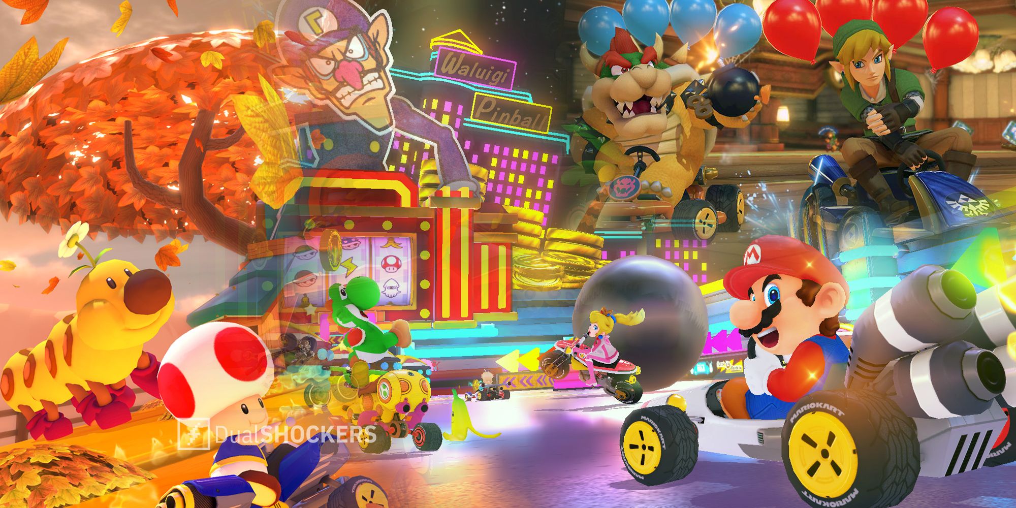 Mario Kart 8 Deluxe Mario, Bowser, Link, Yoshi, Toad gameplay