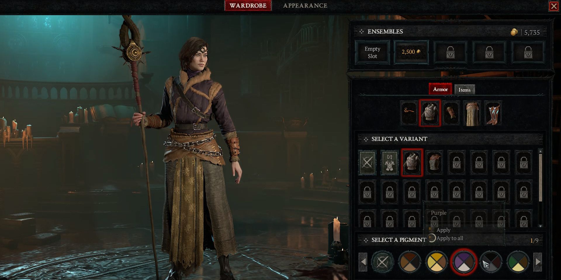 Screenshot of Diablo 4's wardrobe editing page.