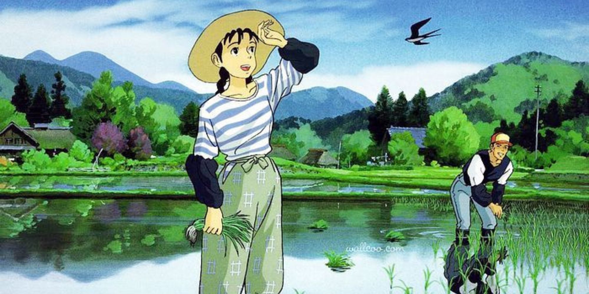 Only Yesterday protagonist planting rice