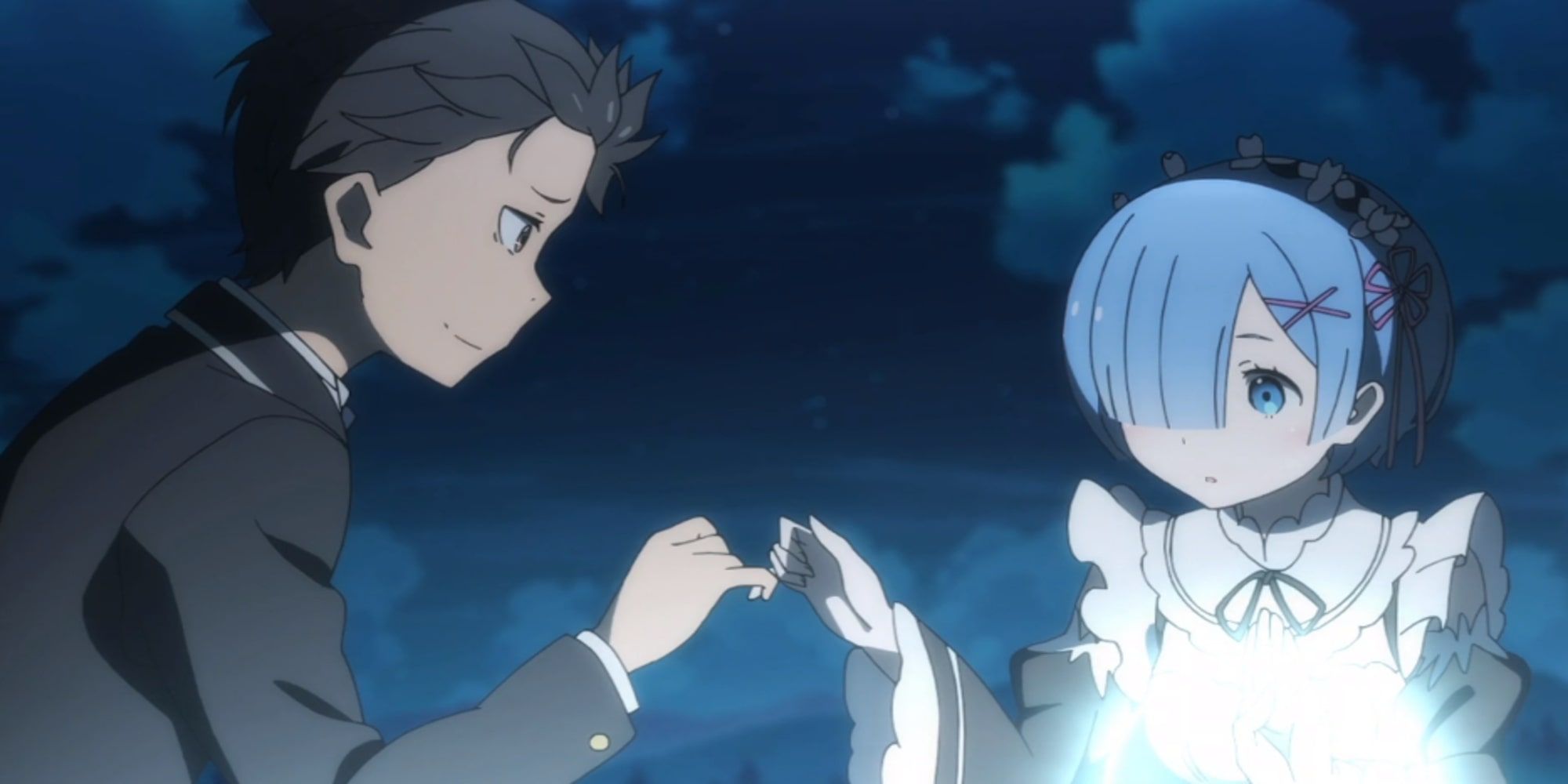 Re:Zero - Subaru Natsuki and Rem making a pinky promise 