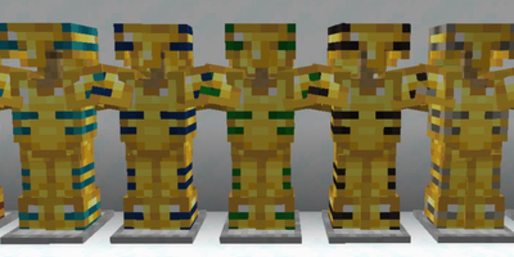 Rib Armor Trim on gold armor in Minecraft