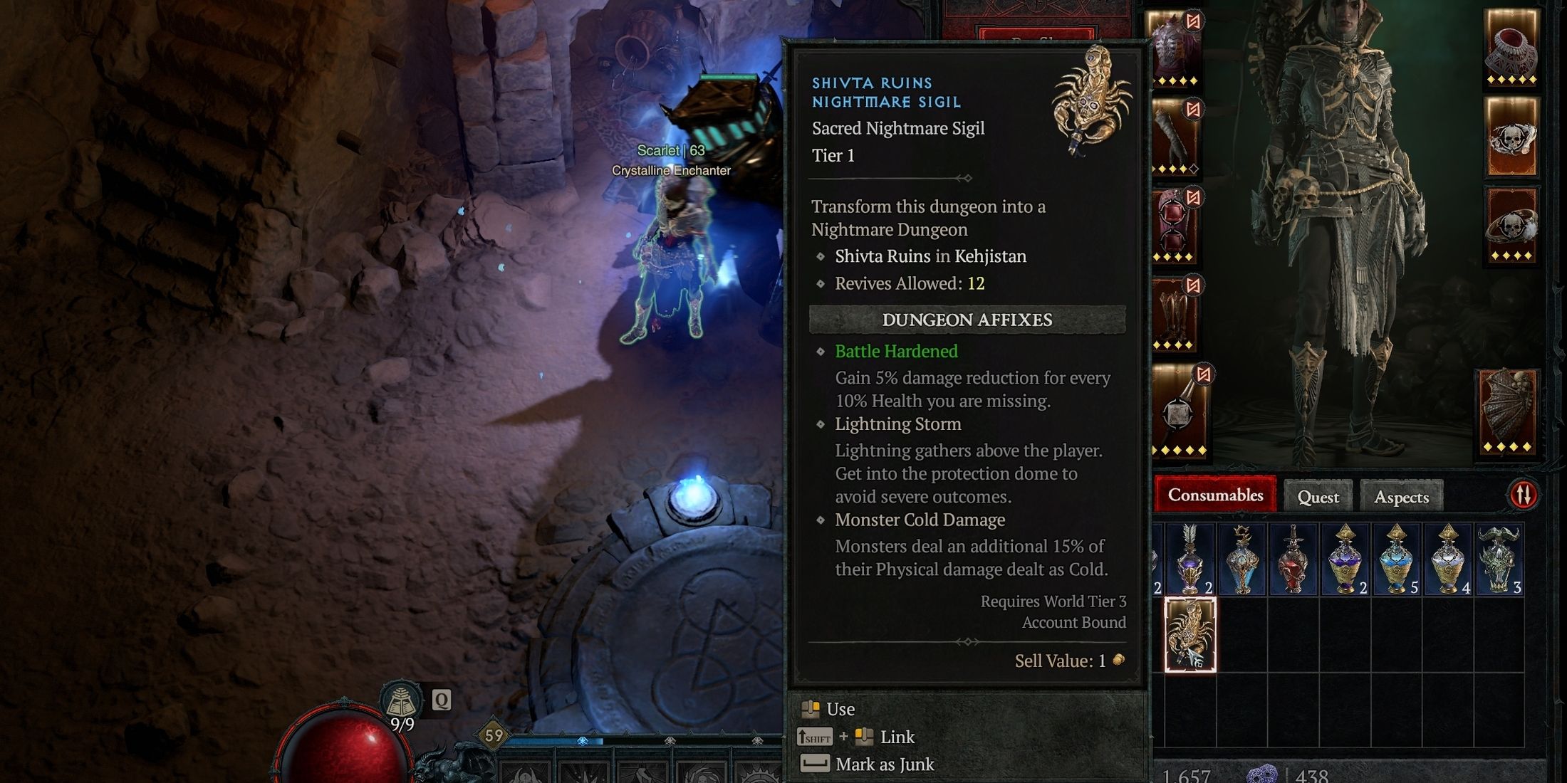 A screenshot of a nightmare sigil in a players inventory