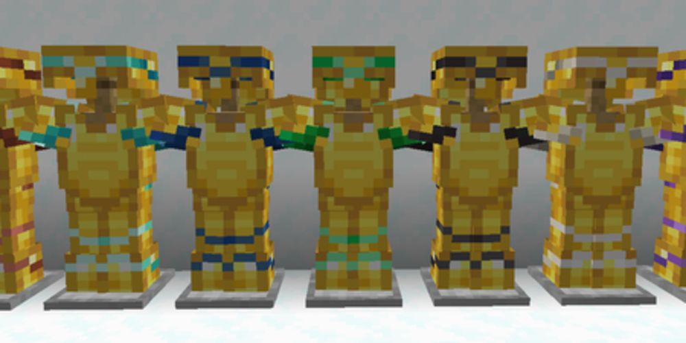 Shaper Armor Trim on gold armor in Minecraft