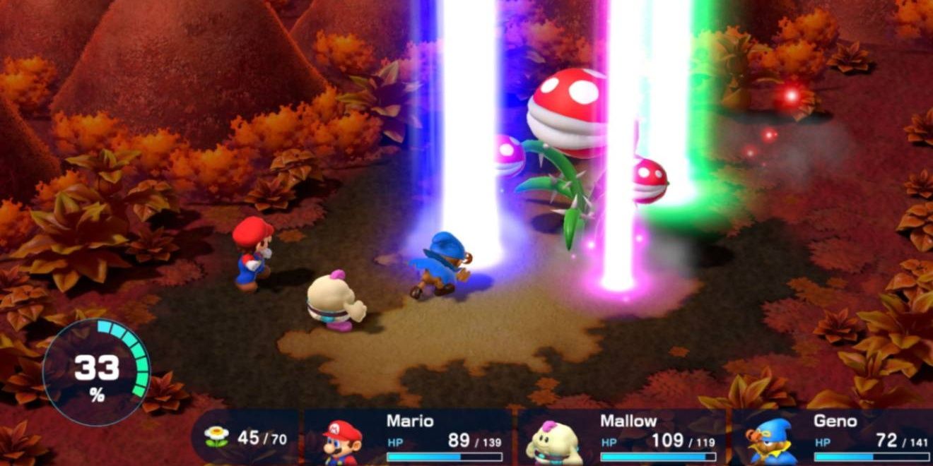 Super Mario RPG Geno attacks with celestial light