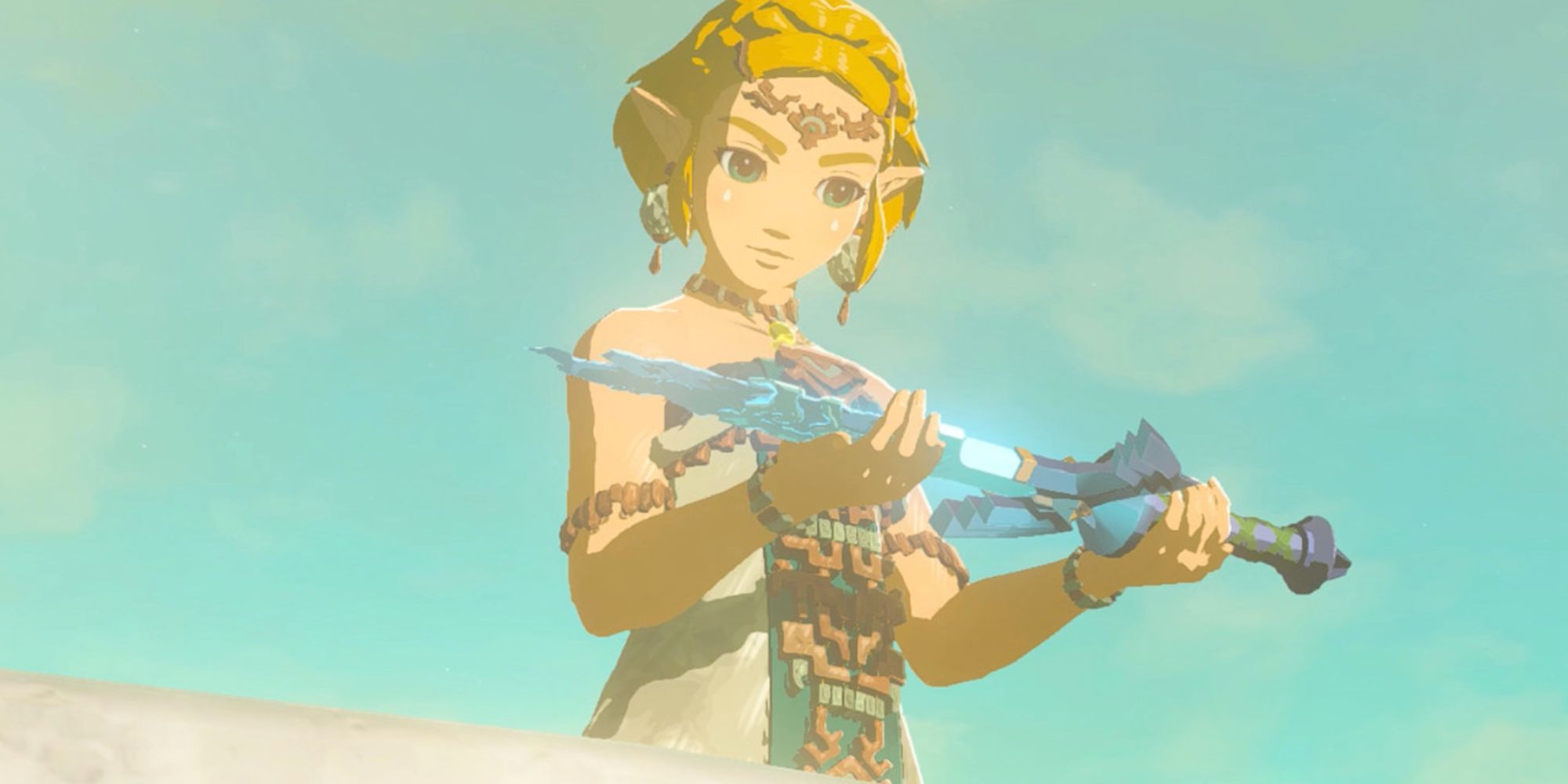 Tears of the Kingdom Princess Zelda holding the master sword