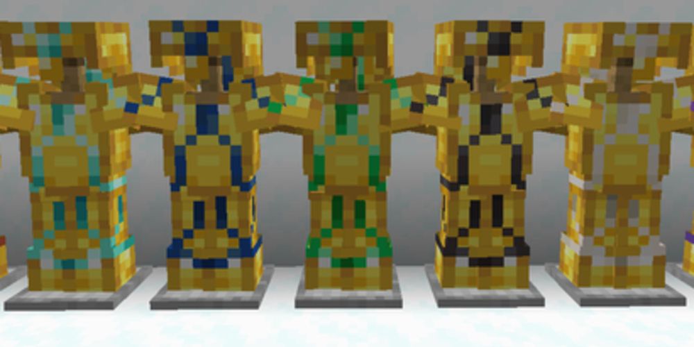 Tide Armor Trim on gold armor from Minecraft