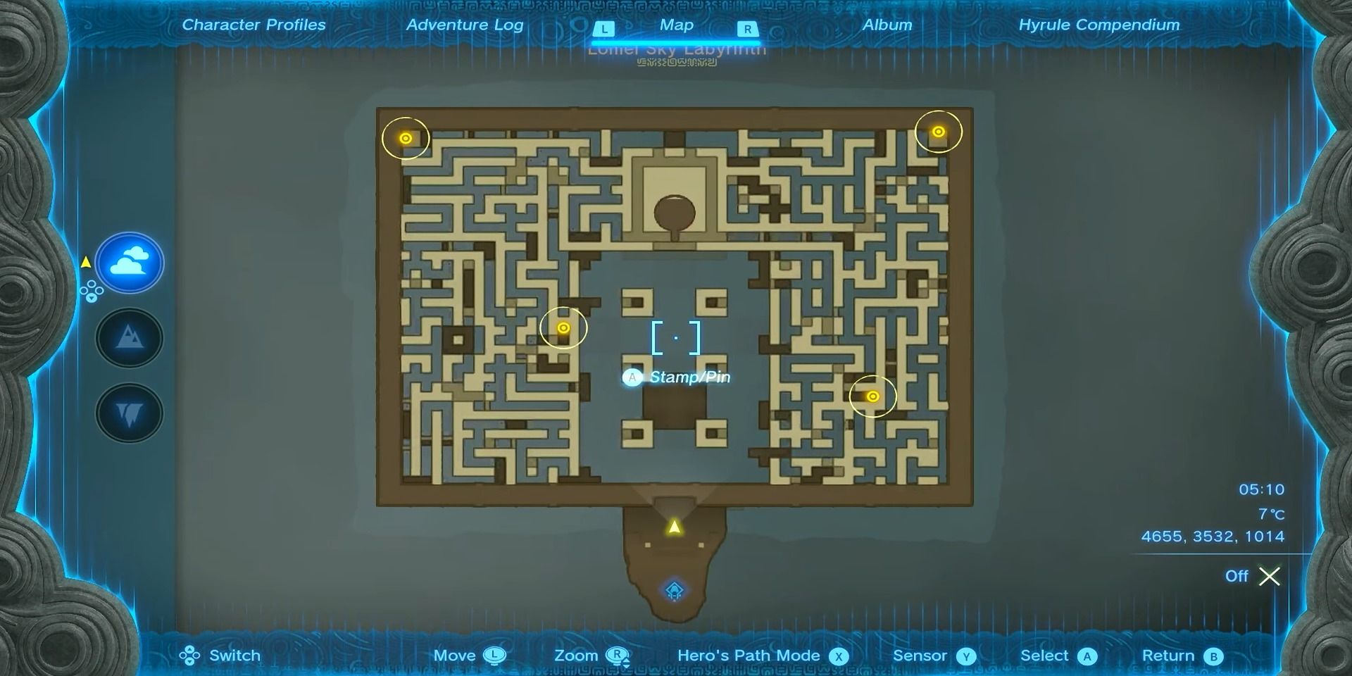 Map of Lumi Sky Labyrinth in Zelda: Kingdom's Tears