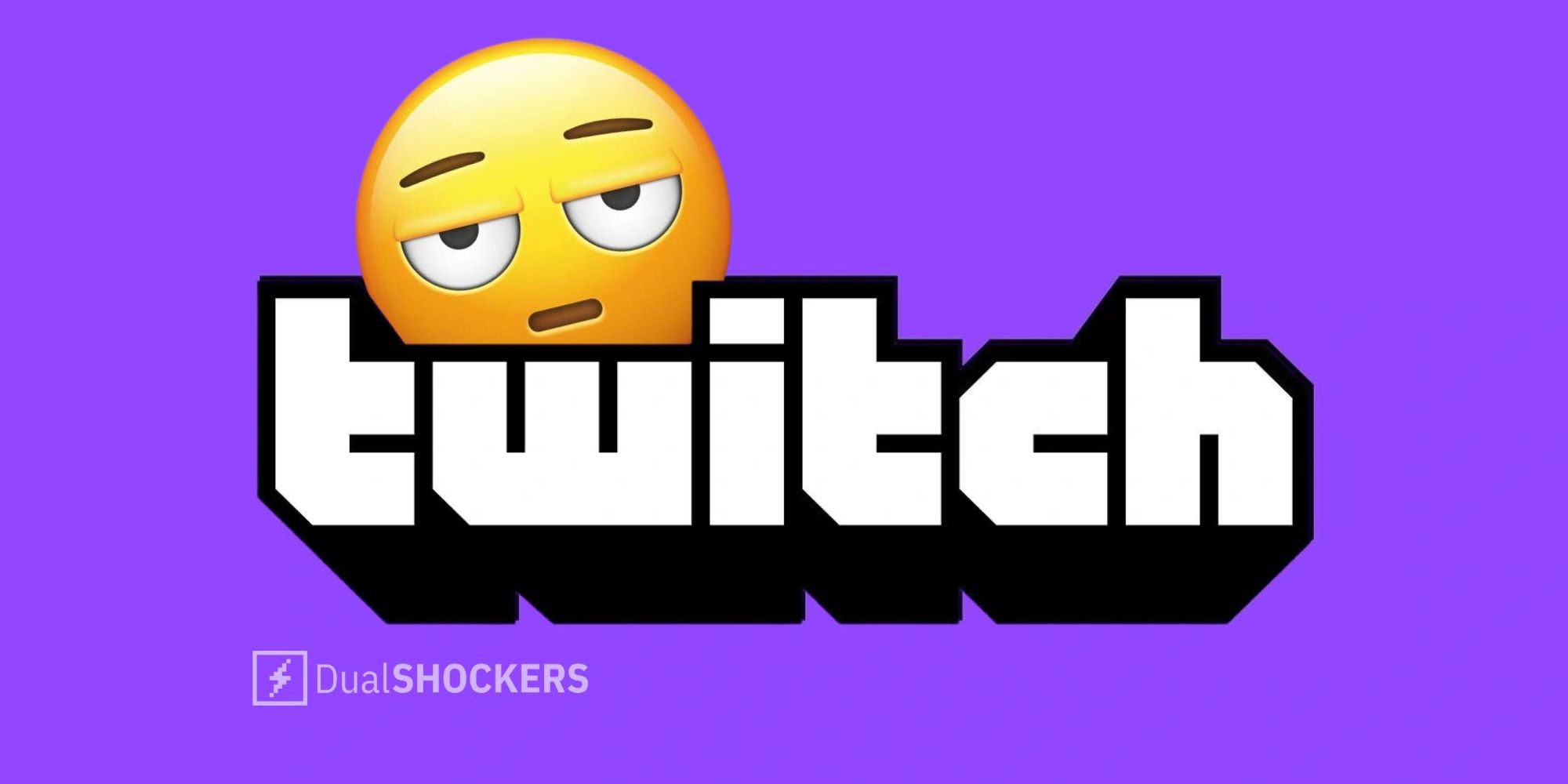 Twitch logo with dawning meh face emoji