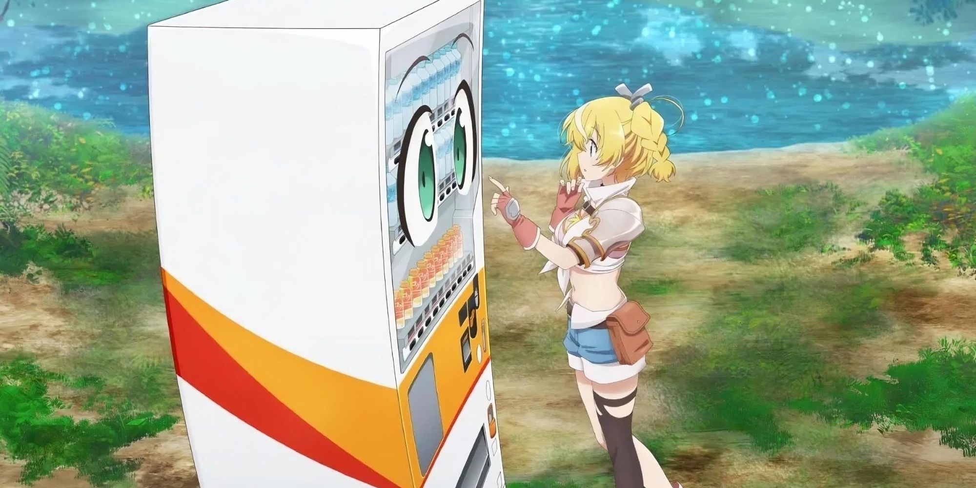 Lammis touching on Boxxo in Reborn as a Vending Machine isekai anime