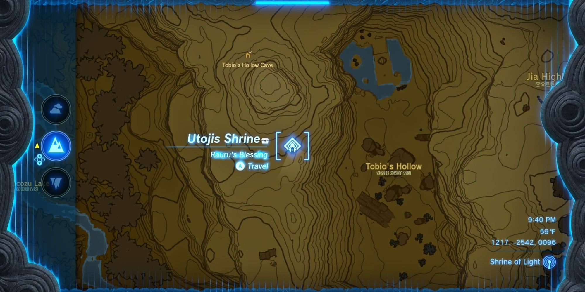 utojis shrine location on map totk