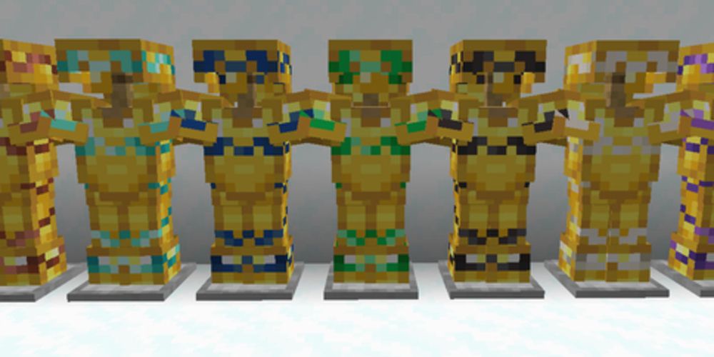 Wayfinder Armor Trim on gold armor in Minecraft