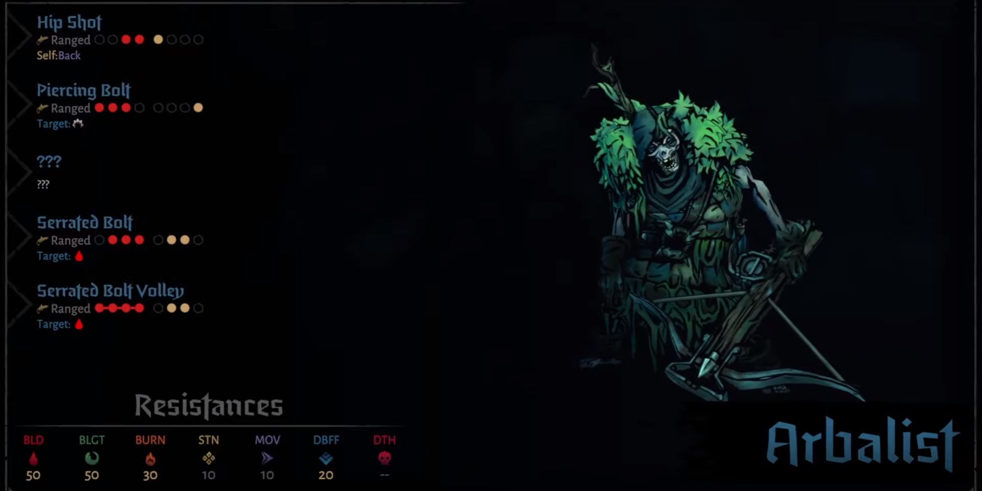 Arbalist enemy in Darkest Dungeon 2 on menu screen