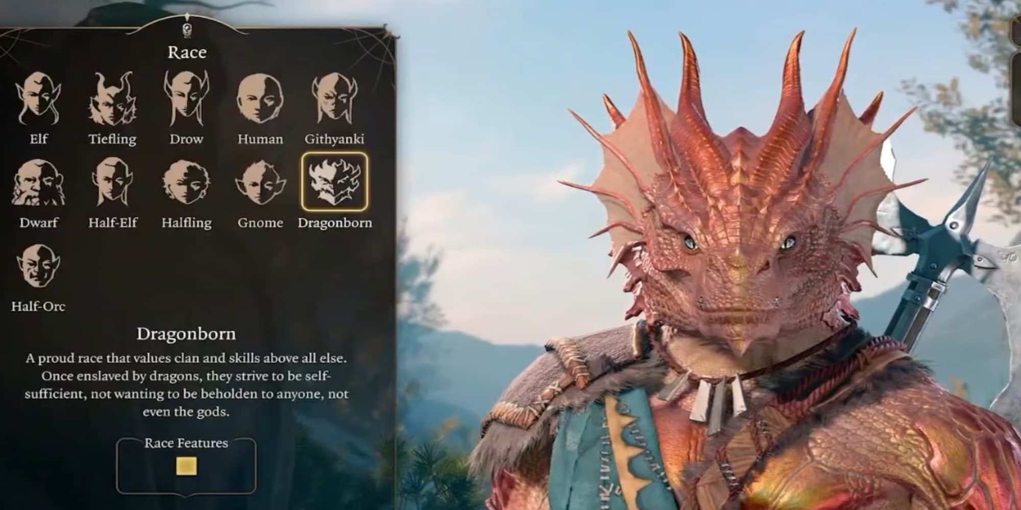 Dragonborn In The Character Creator Menu 