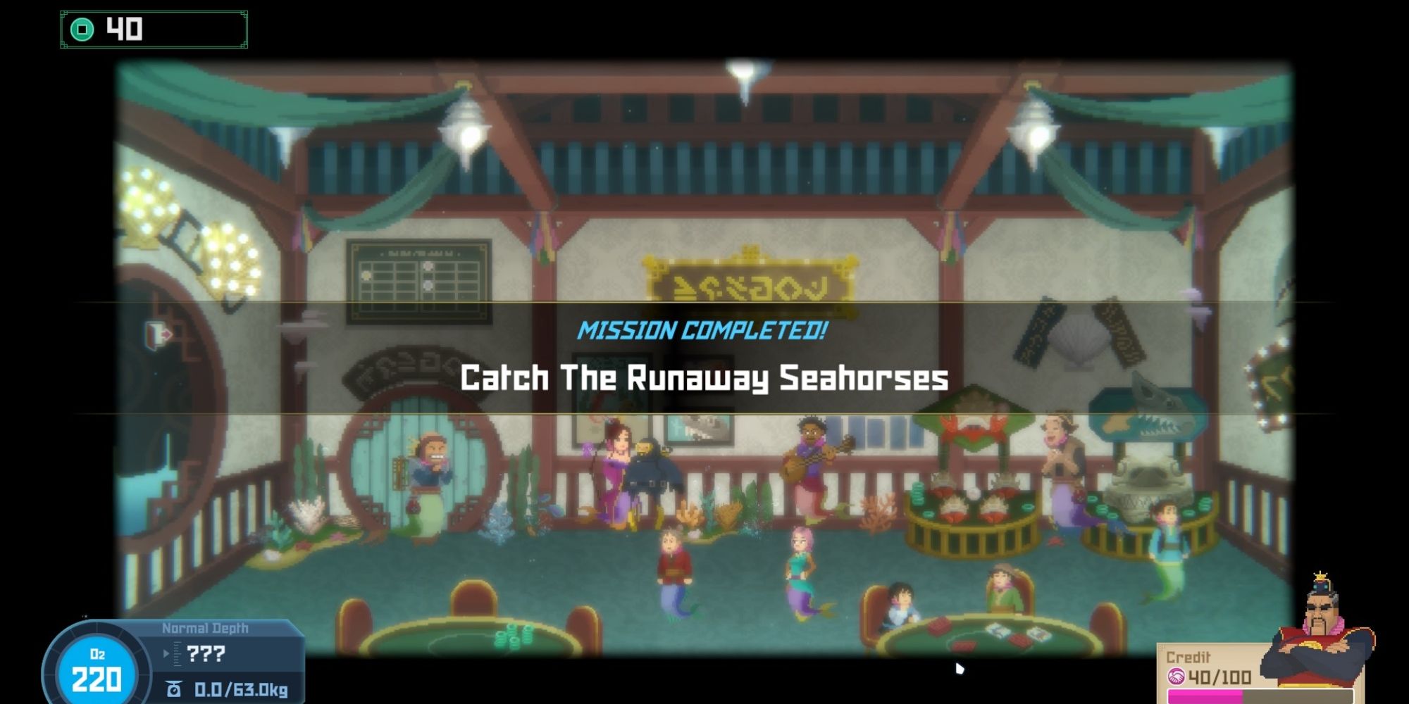 Completing Catch the Runaway Seahorses mission in dave the diver
