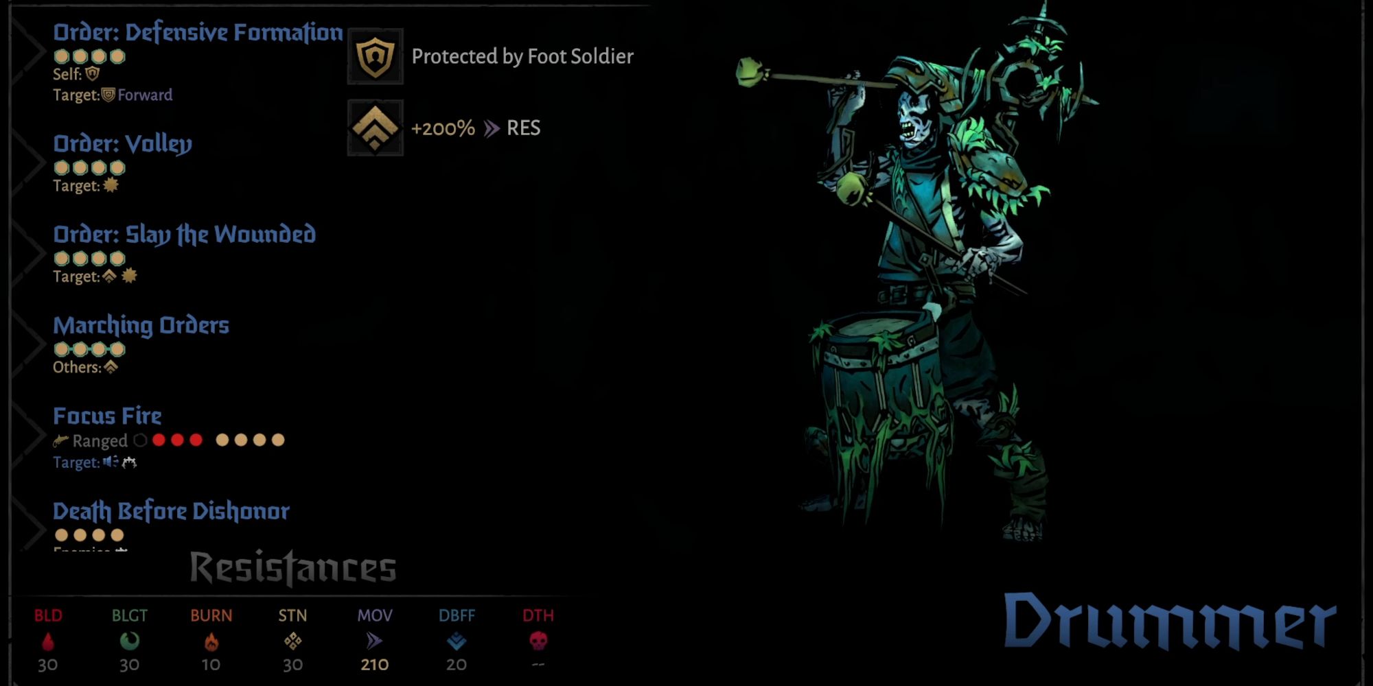 Drummer enemy in Darkest Dungeon 2 on menu screen