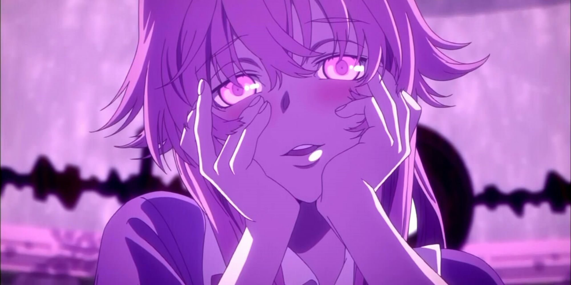 Future Diary character holding face in hands
