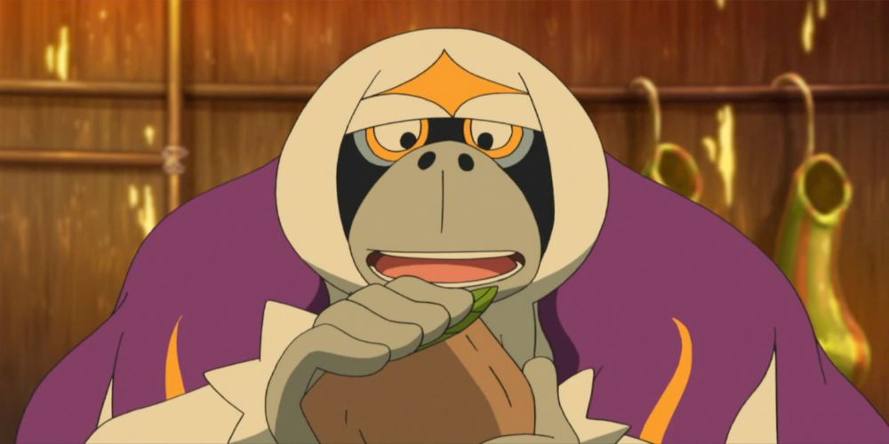 Oranguru from Pokemon holding object