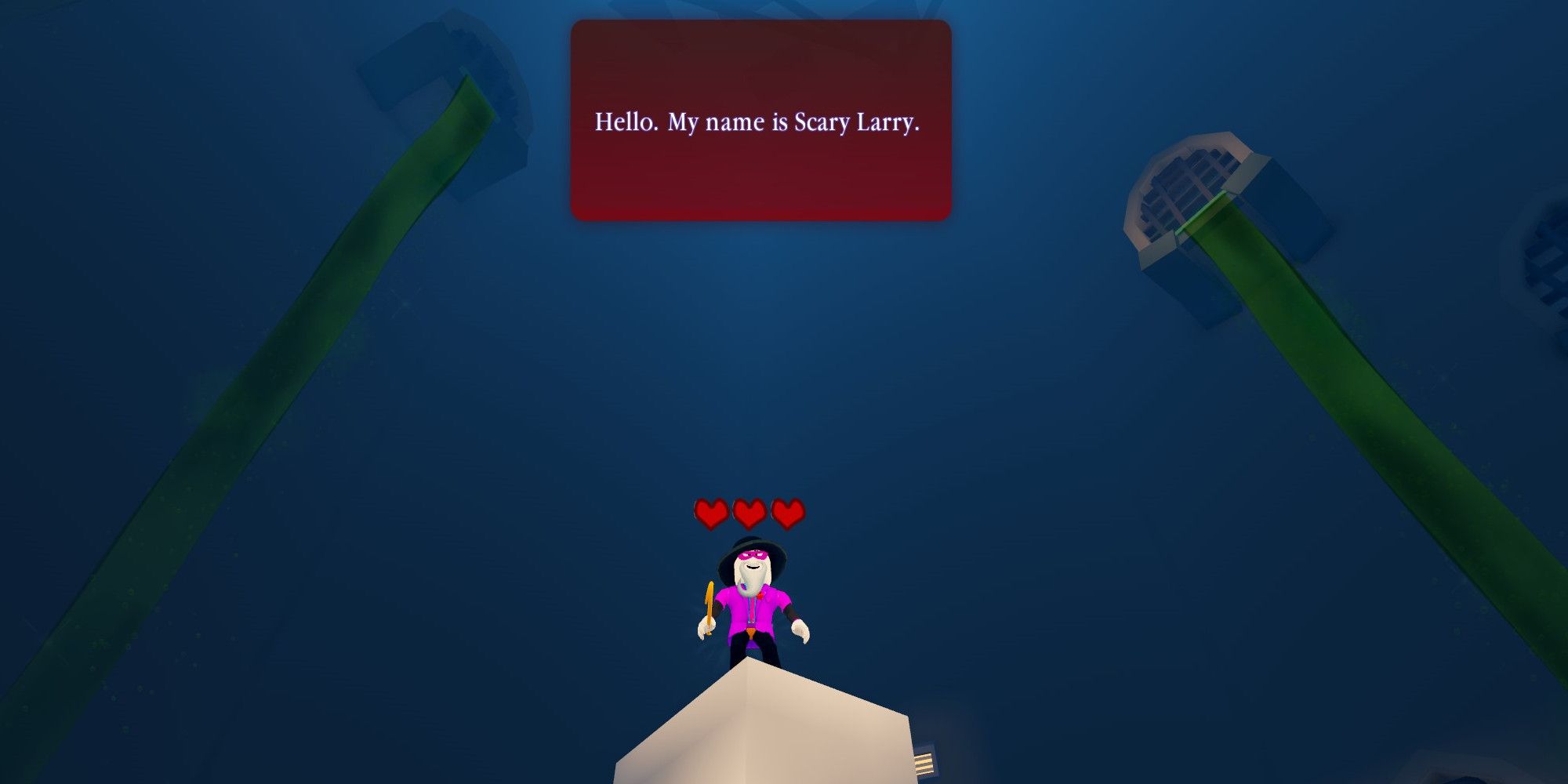 The Scary Larry Boss Fight cutscene from Roblox Break In.