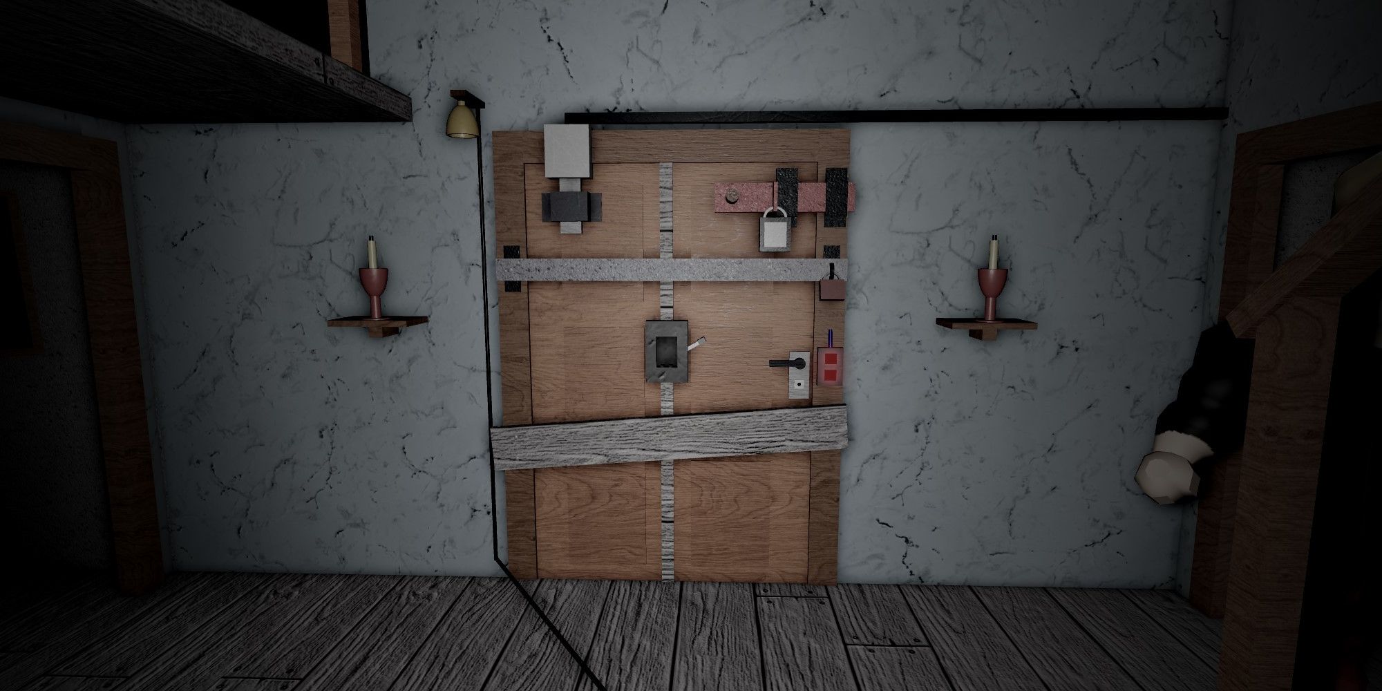 The locked front door in Roblox Granny.