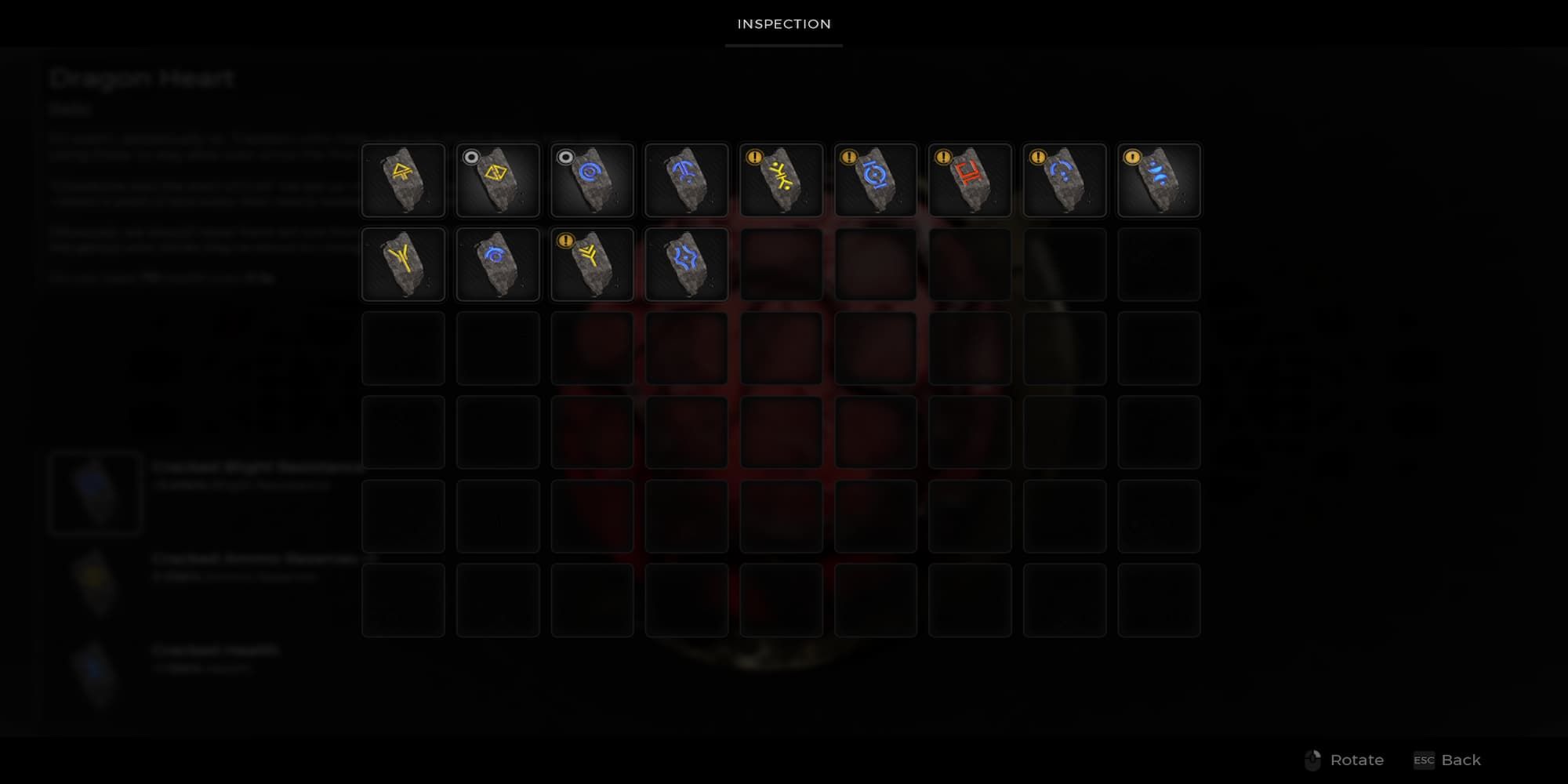 Relic Fragments Menu 