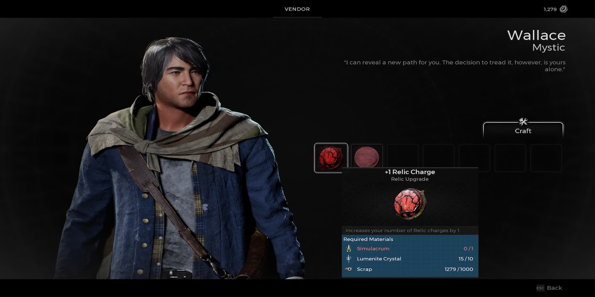 Getting Additional Relic Charges From Wallace 