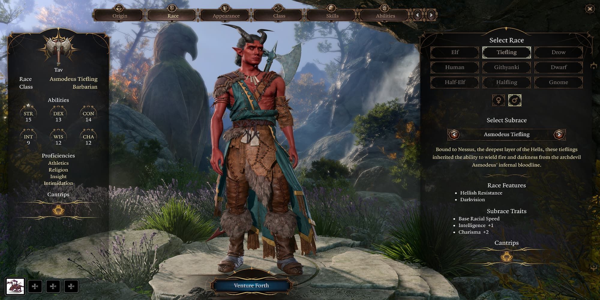 Tiefling Barbarian In Character Creation Menu 