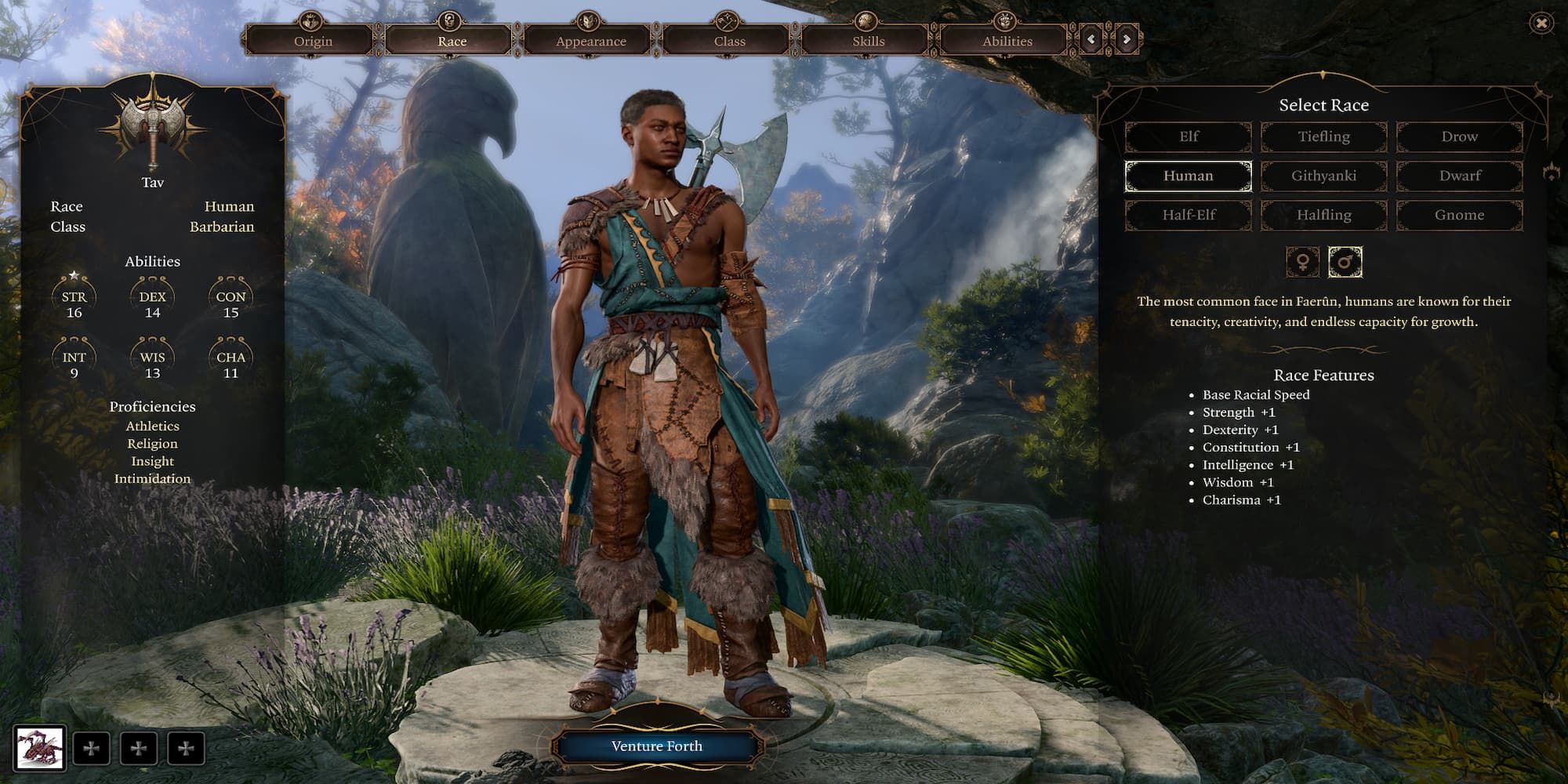 Human Barbarian In Character Creation Menu 