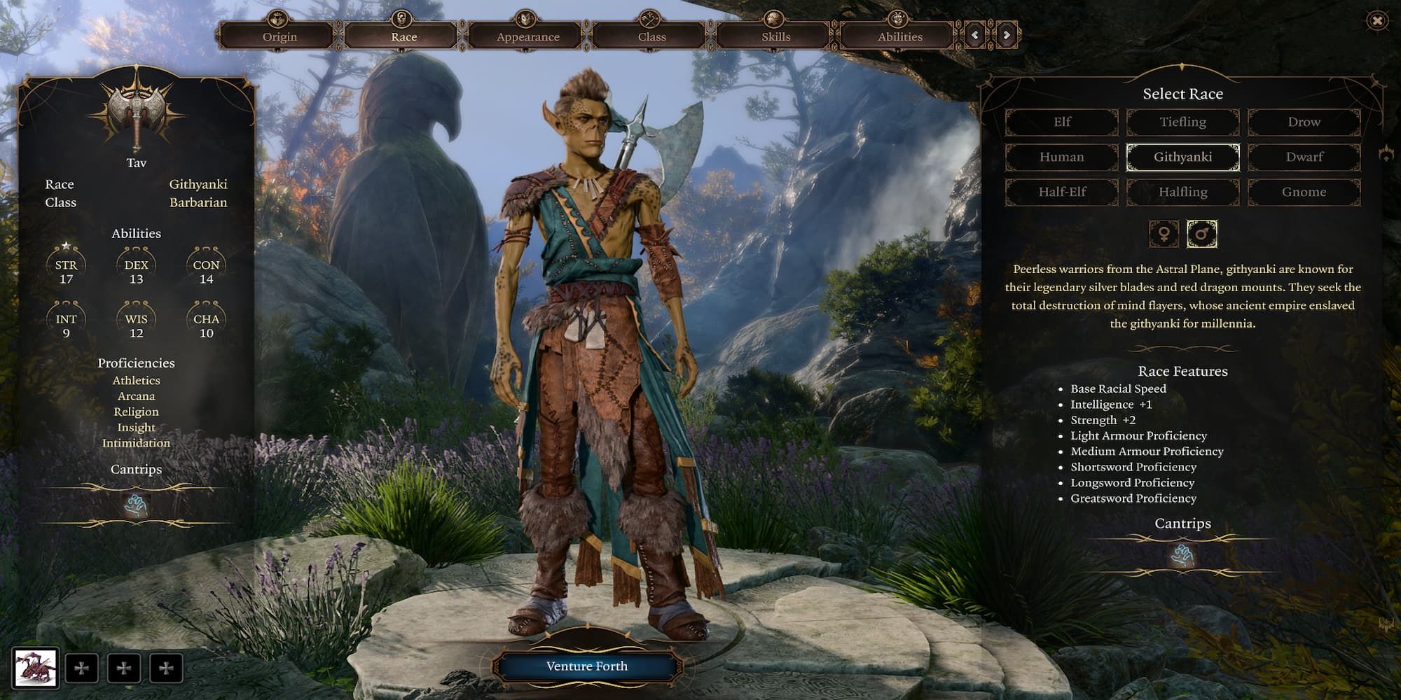 Githyanki Barbarian In Character Creation Menu 