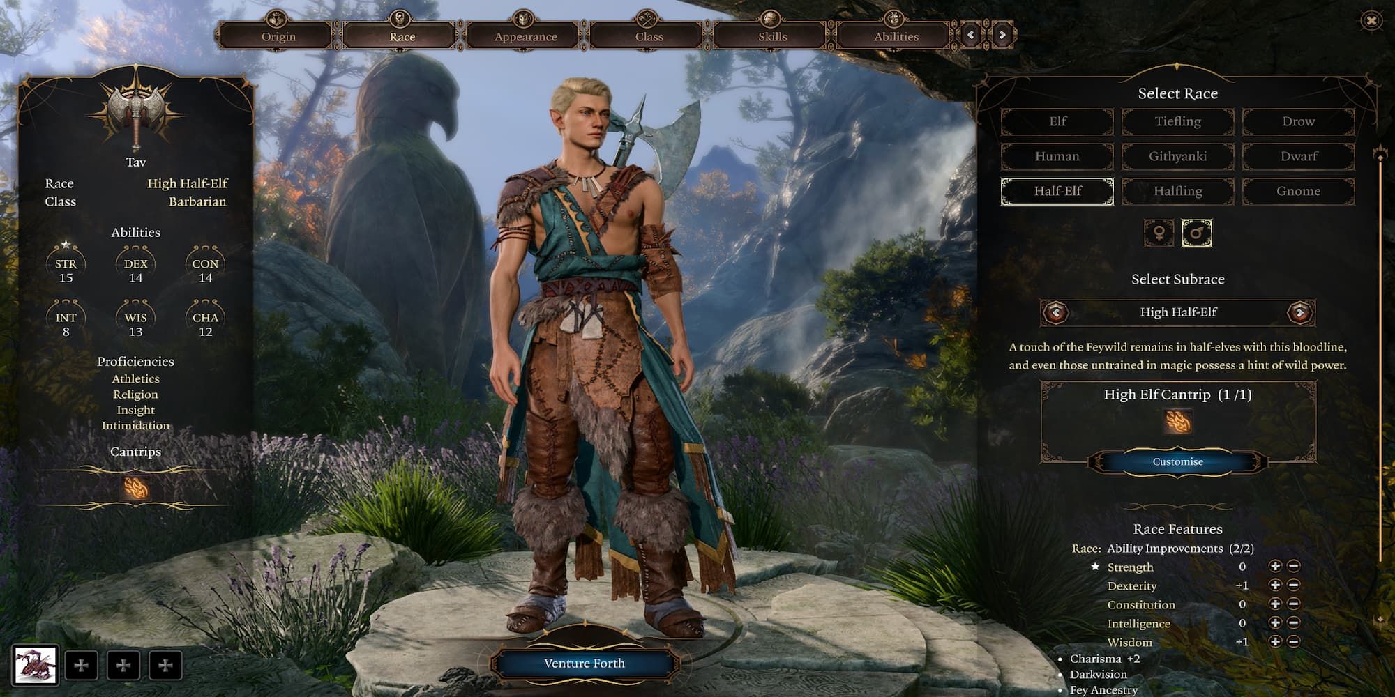 Half Elf Barbarian In Character Creation Menu 