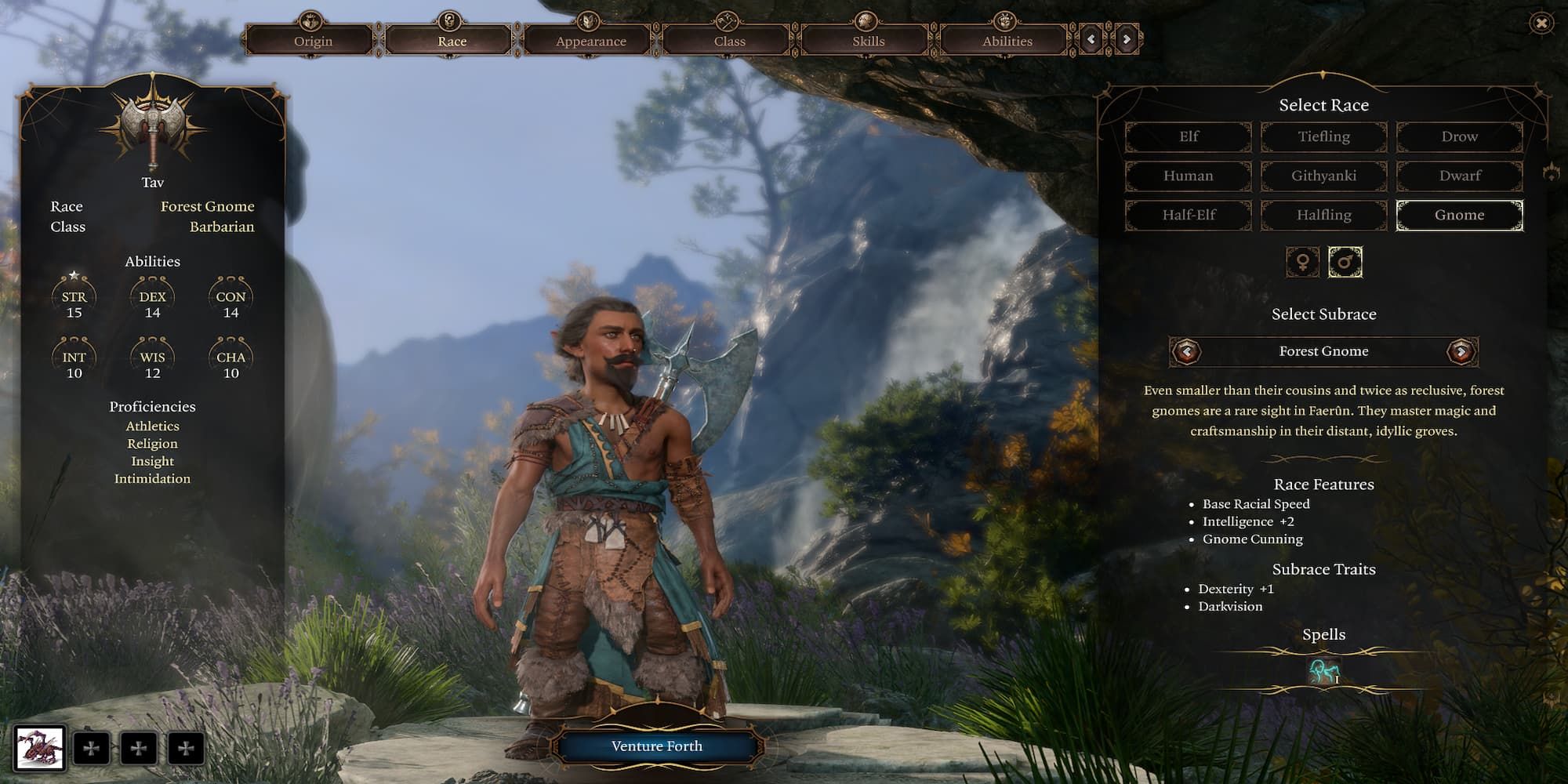 Gnome Barbarian In Character Creation Menu 