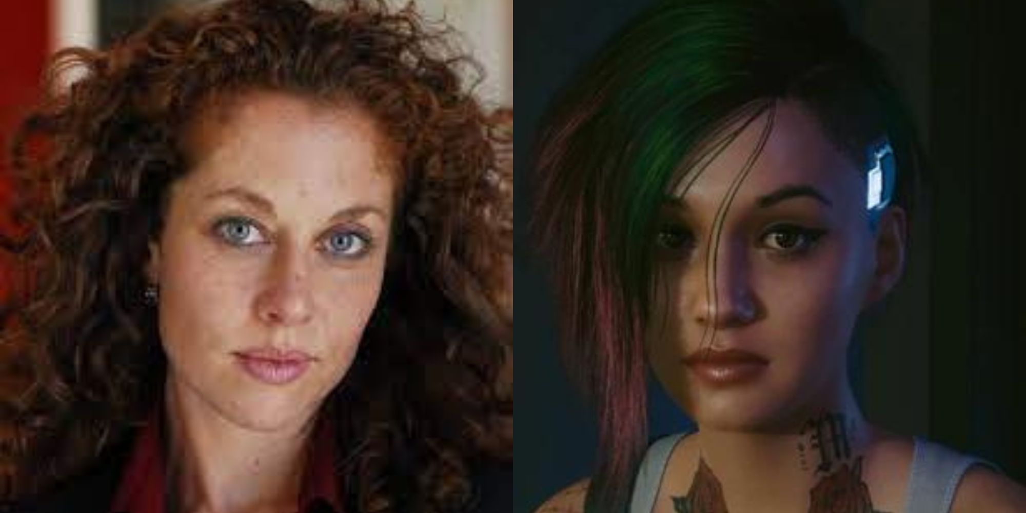 split image of Carla Tassara and Judy Alvarez in Cyberpunk 2077