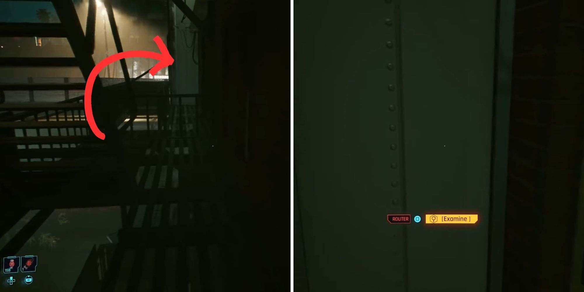 Cyberpunk 2077 Killing In The Name Quest Guide   Split Image Of First Router Location In Cyberpunk 2077 During Killing In The Name Mission 