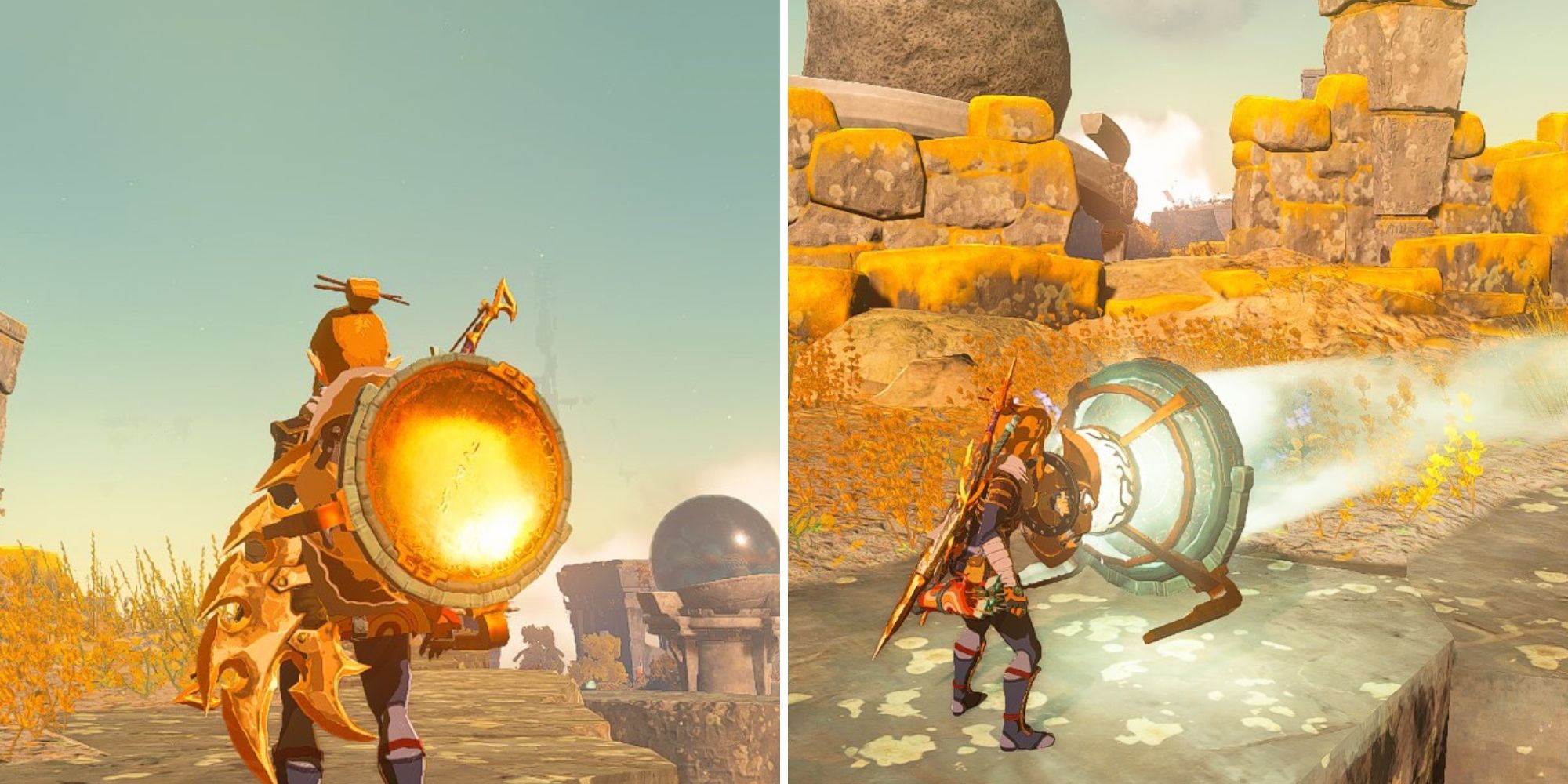 split image of link using a mirror shield