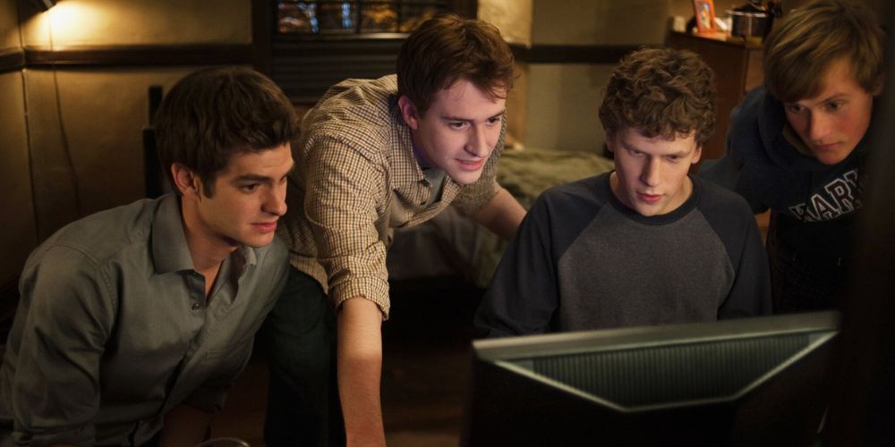 Mark Zuckerberg and his friends making Facebook in the Social Network