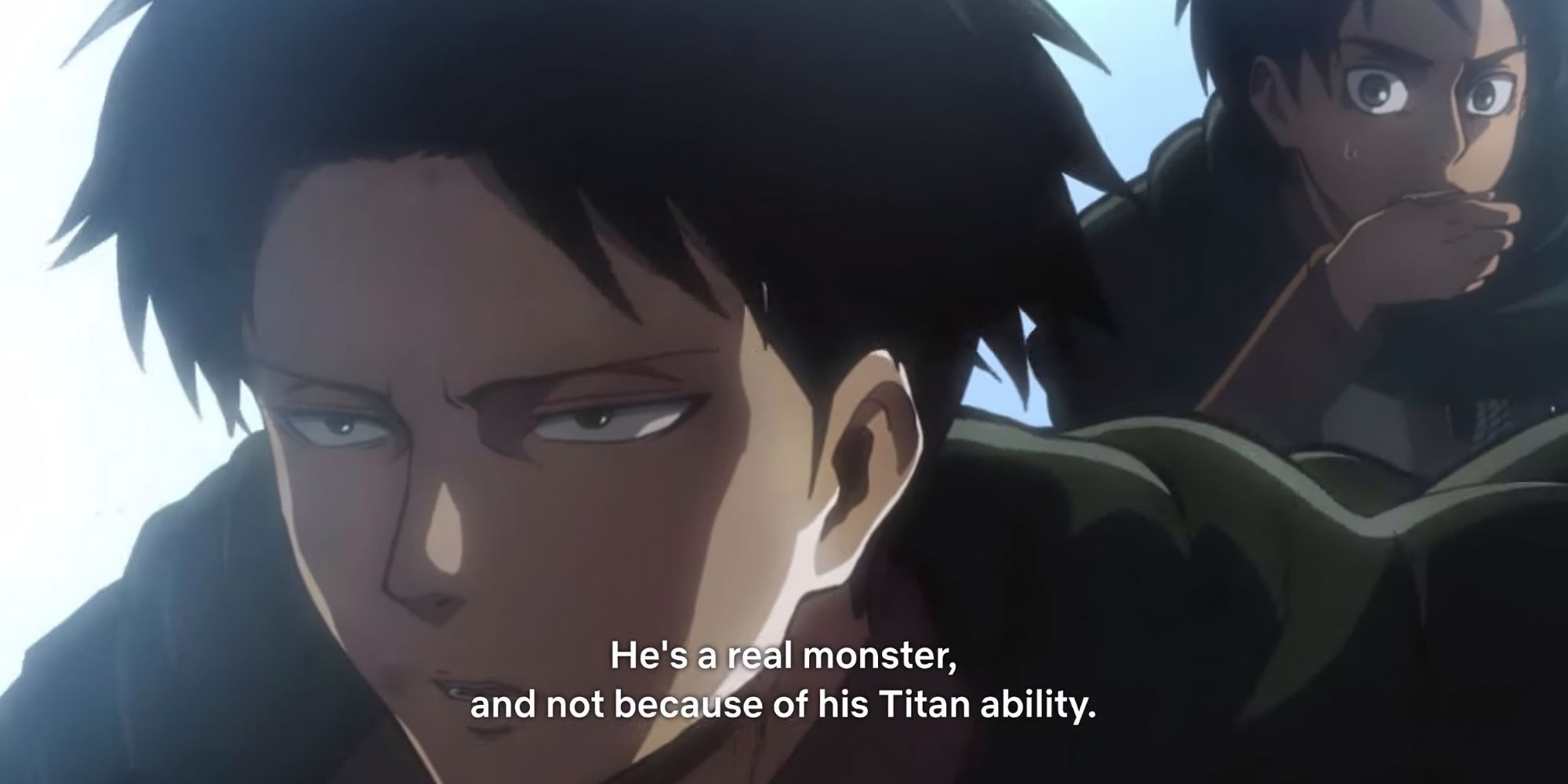 Attack On Titan Levi calling Eren a monster in Episode 19, season 1